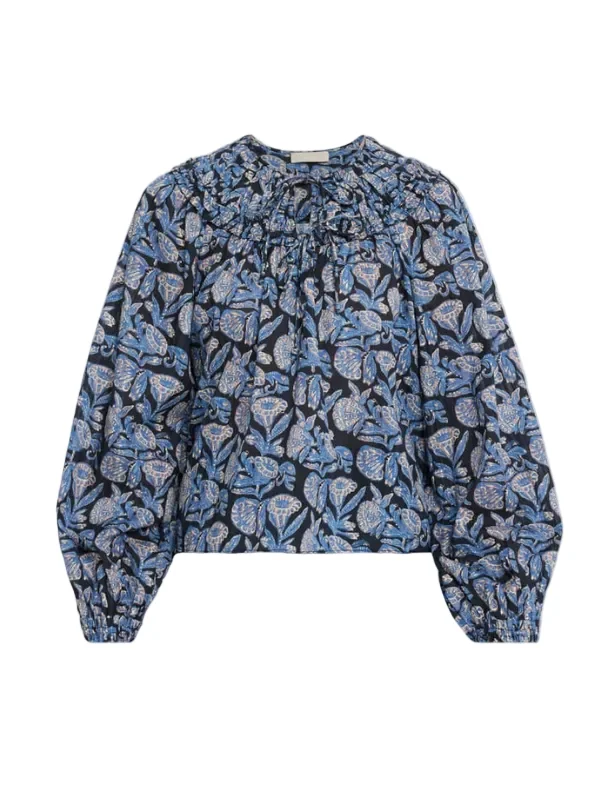 Florelle Long Sleeve Cotton Blouse in Zinnia - 1