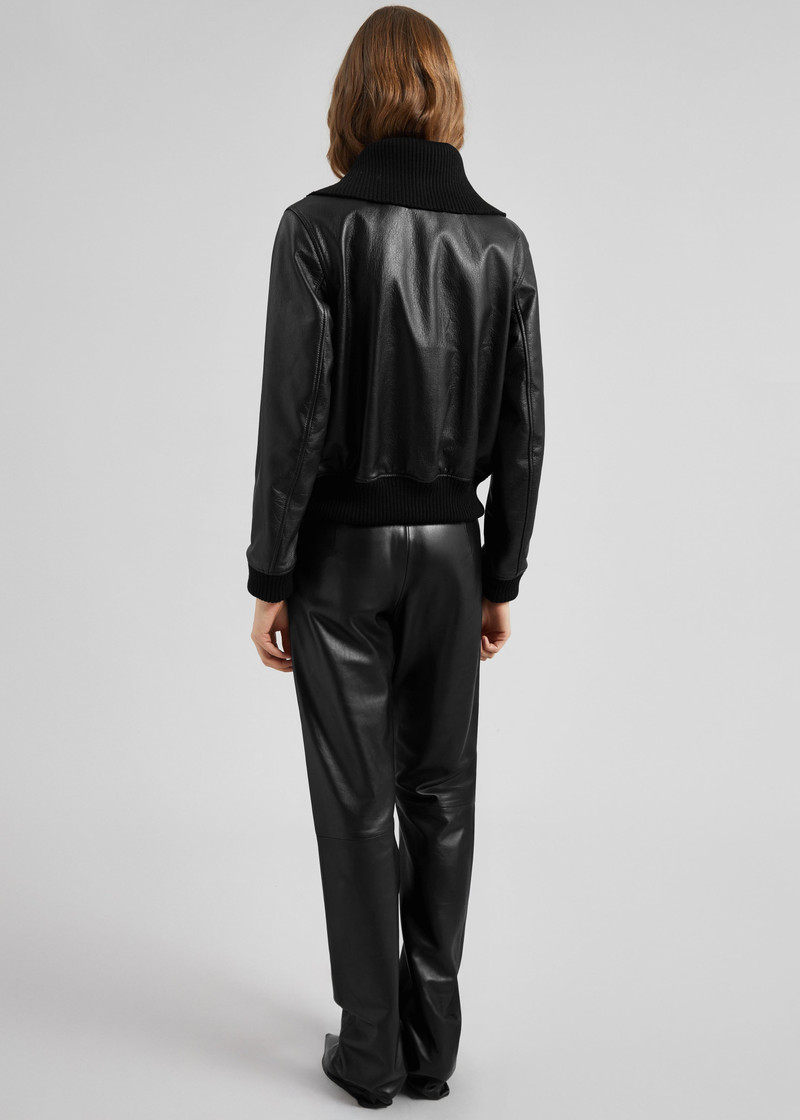 Vidsel Leather Bomber Jacket - Black 9