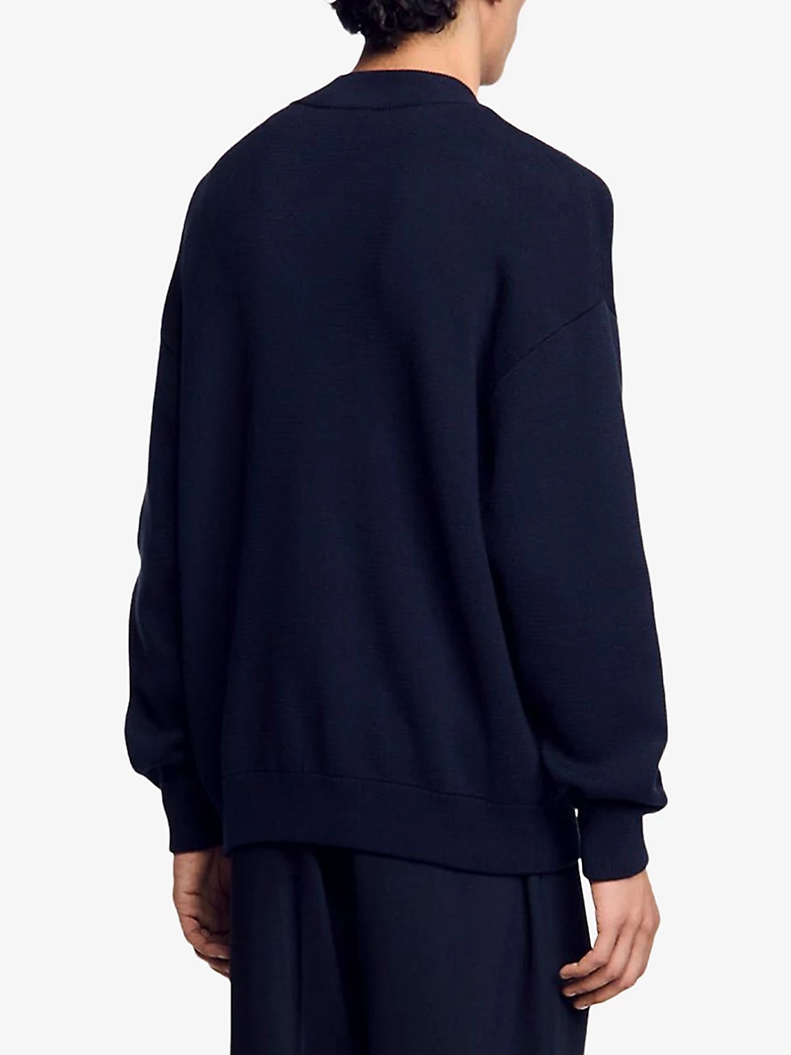 Ribbed-Collar Regular-Fit Cotton-Blend Knitted Jacket - 4