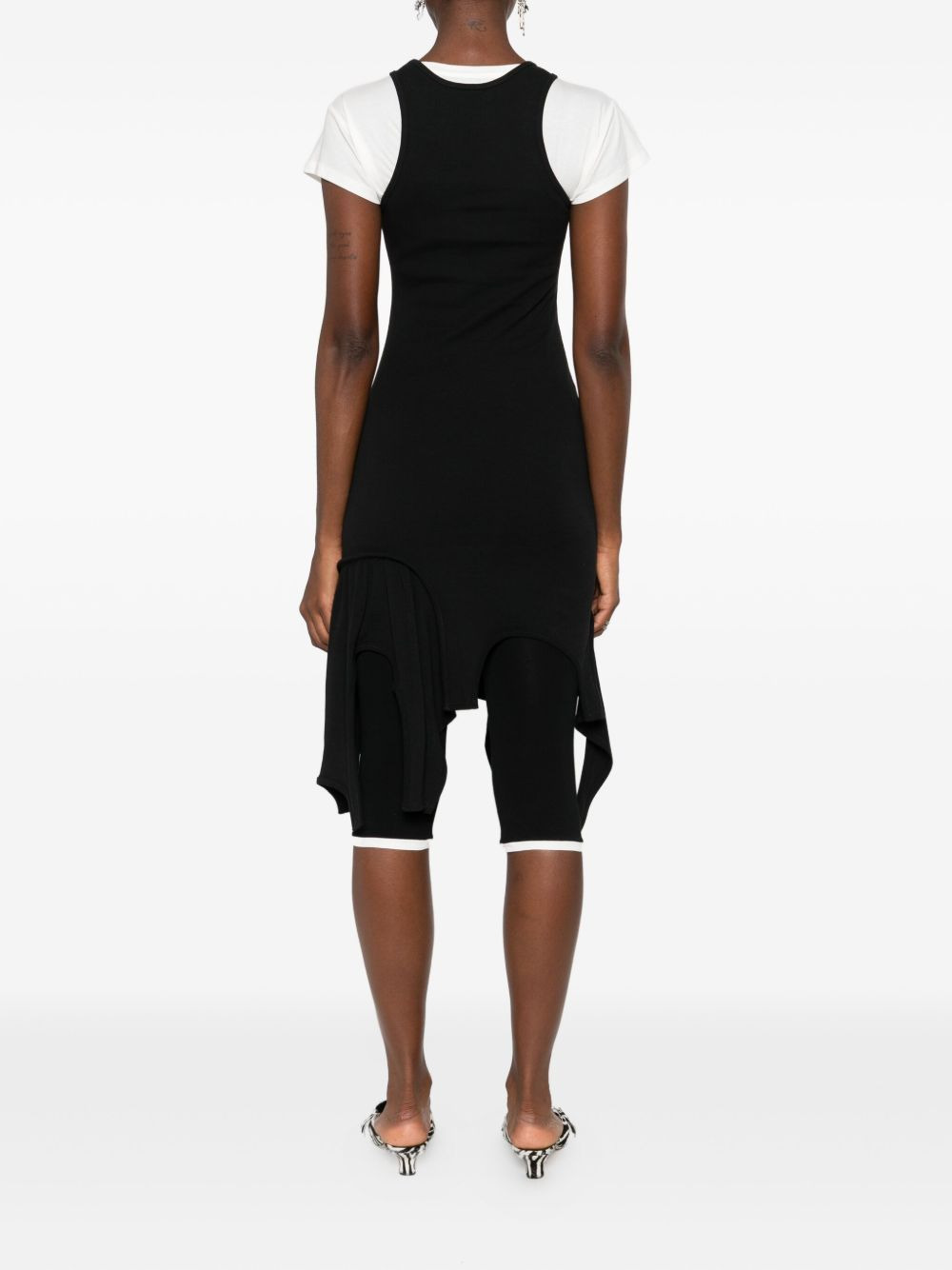 frayed racer-neck mini dress - 4