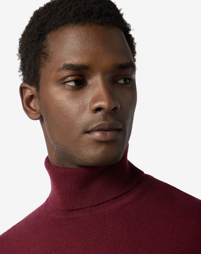 Burgundy merino wool and cashmere mock turtleneck 4
