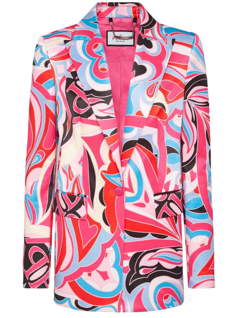 graphic-print single-breasted blazer 1