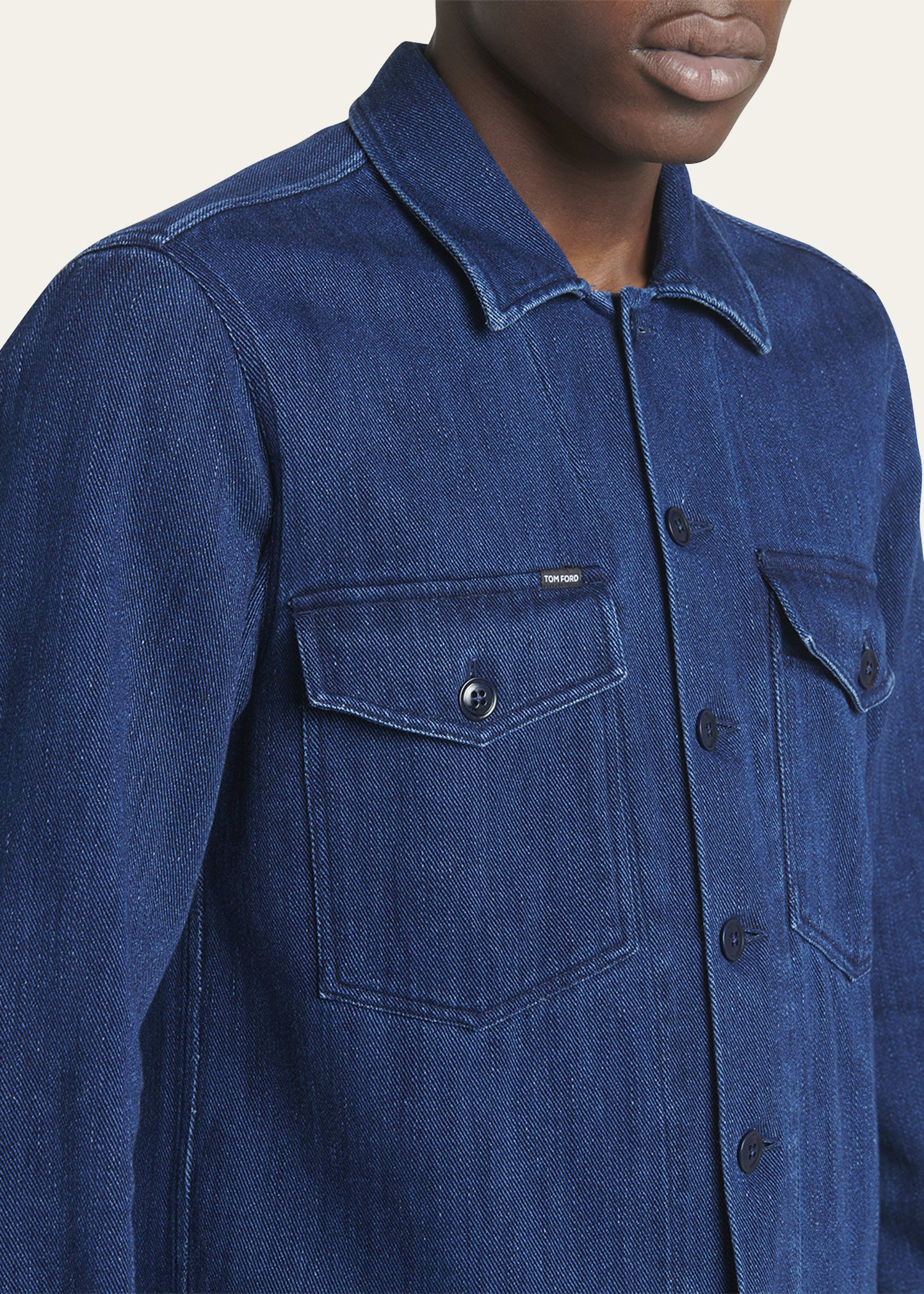 Men's Dark Wash Denim Overshirt - 5