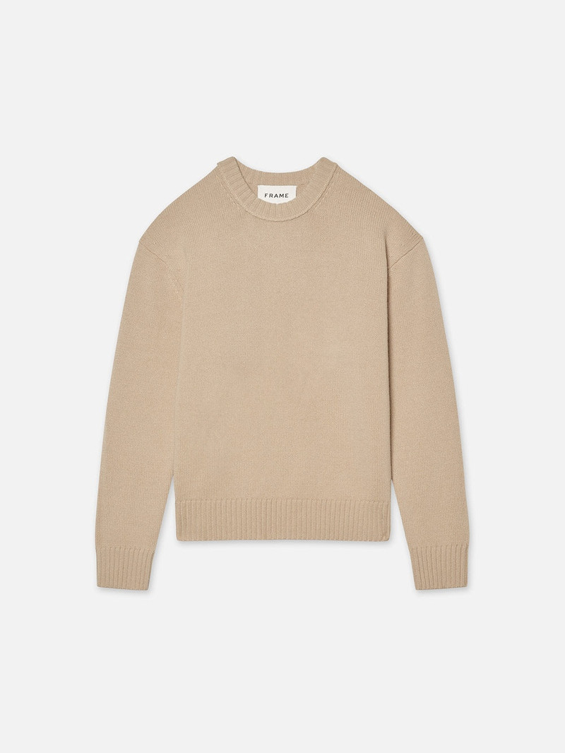 Cashmere Crewneck Sweater in Sand Beige 1