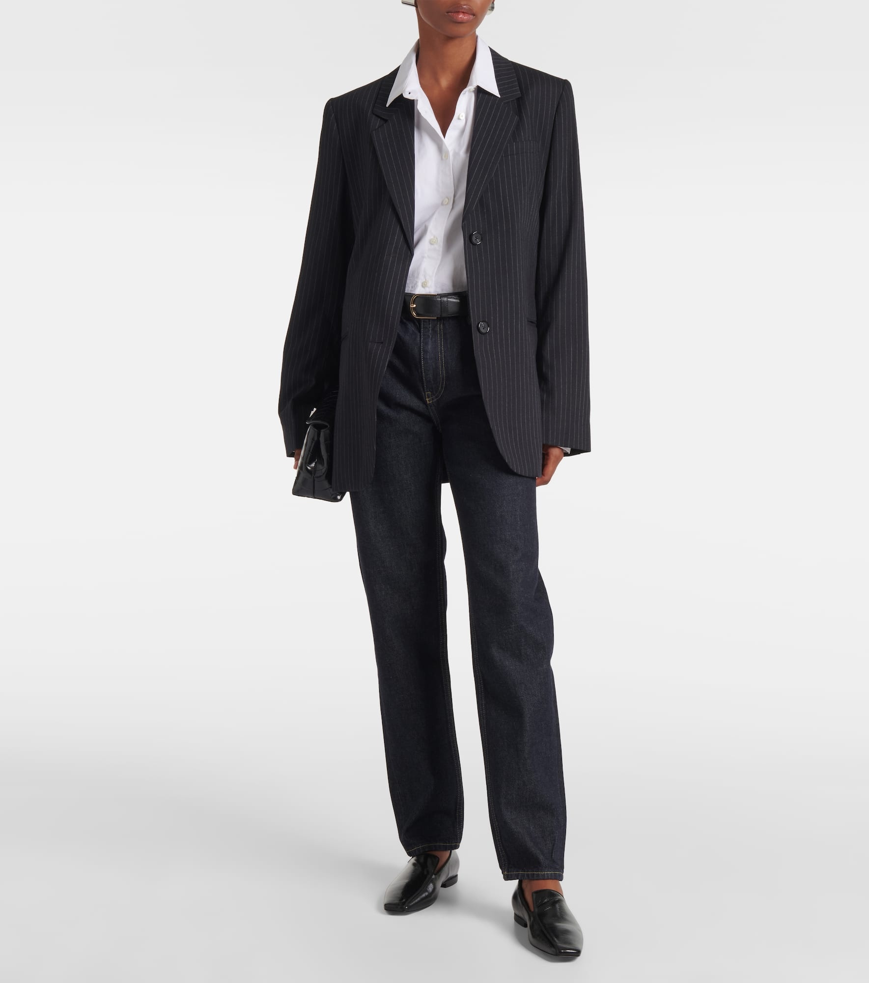 Pinstripe wool-blend blazer - 2