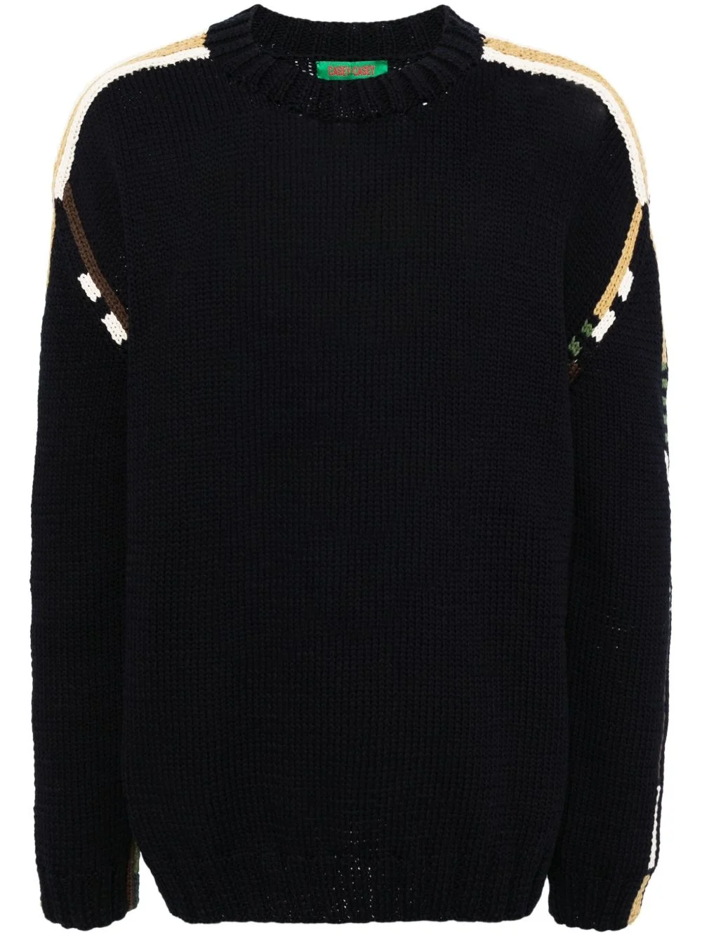 pattern-detail cotton-wool jumper - 1