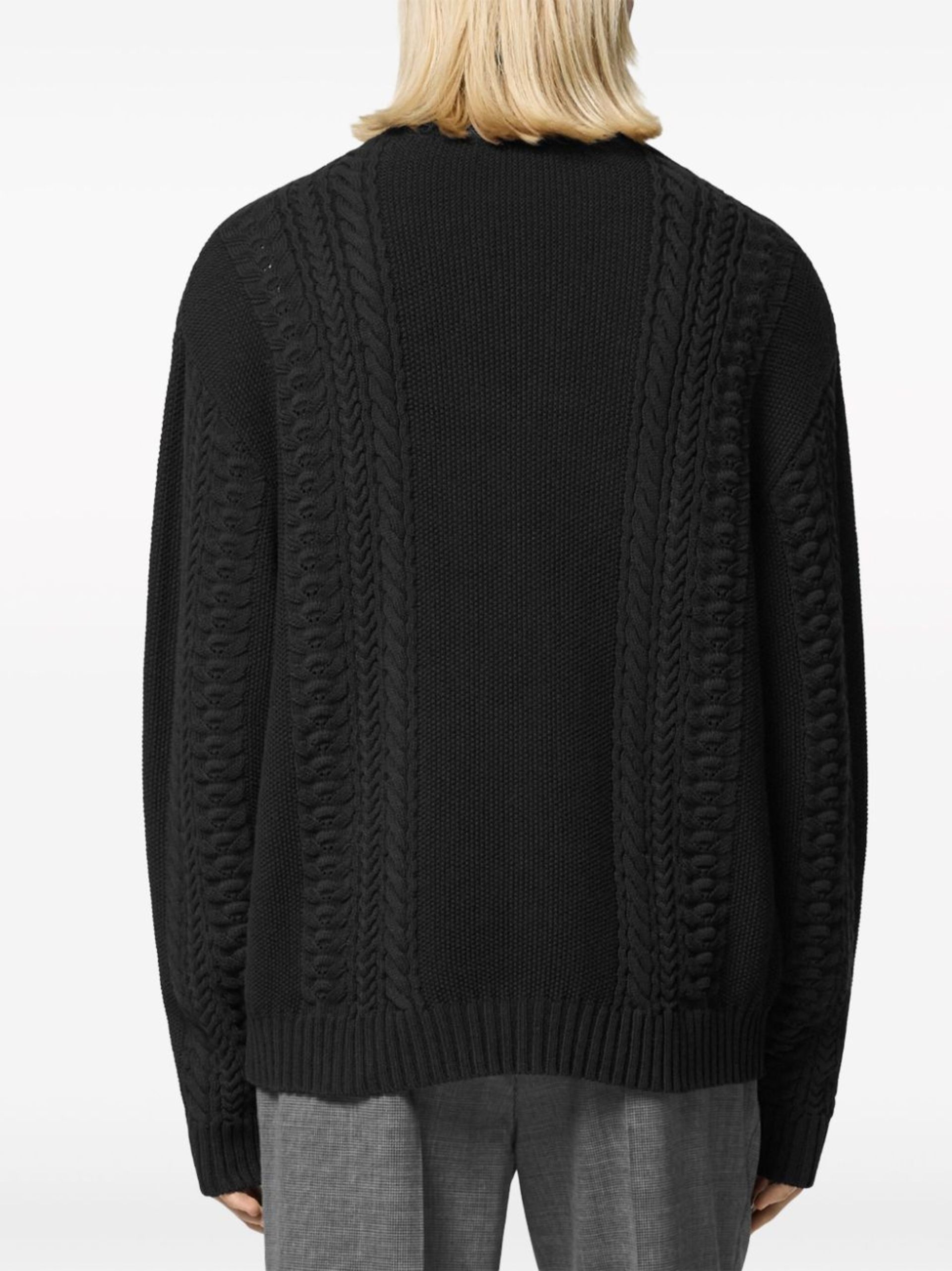 Black Medusa Milano Cable-Knit Sweater - 4