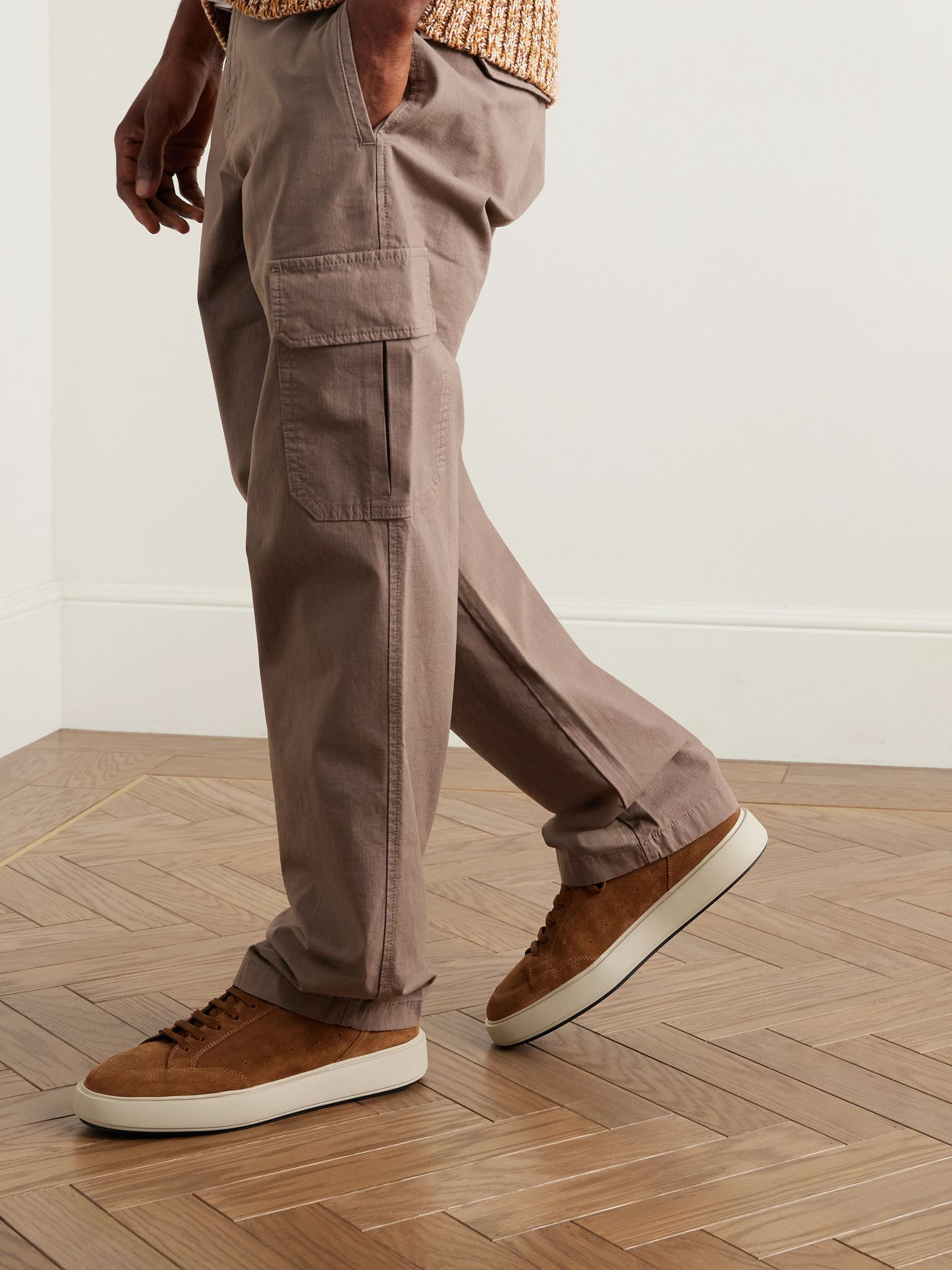 Sequel 002 Leather-Trimmed Suede Sneakers Tan - 2