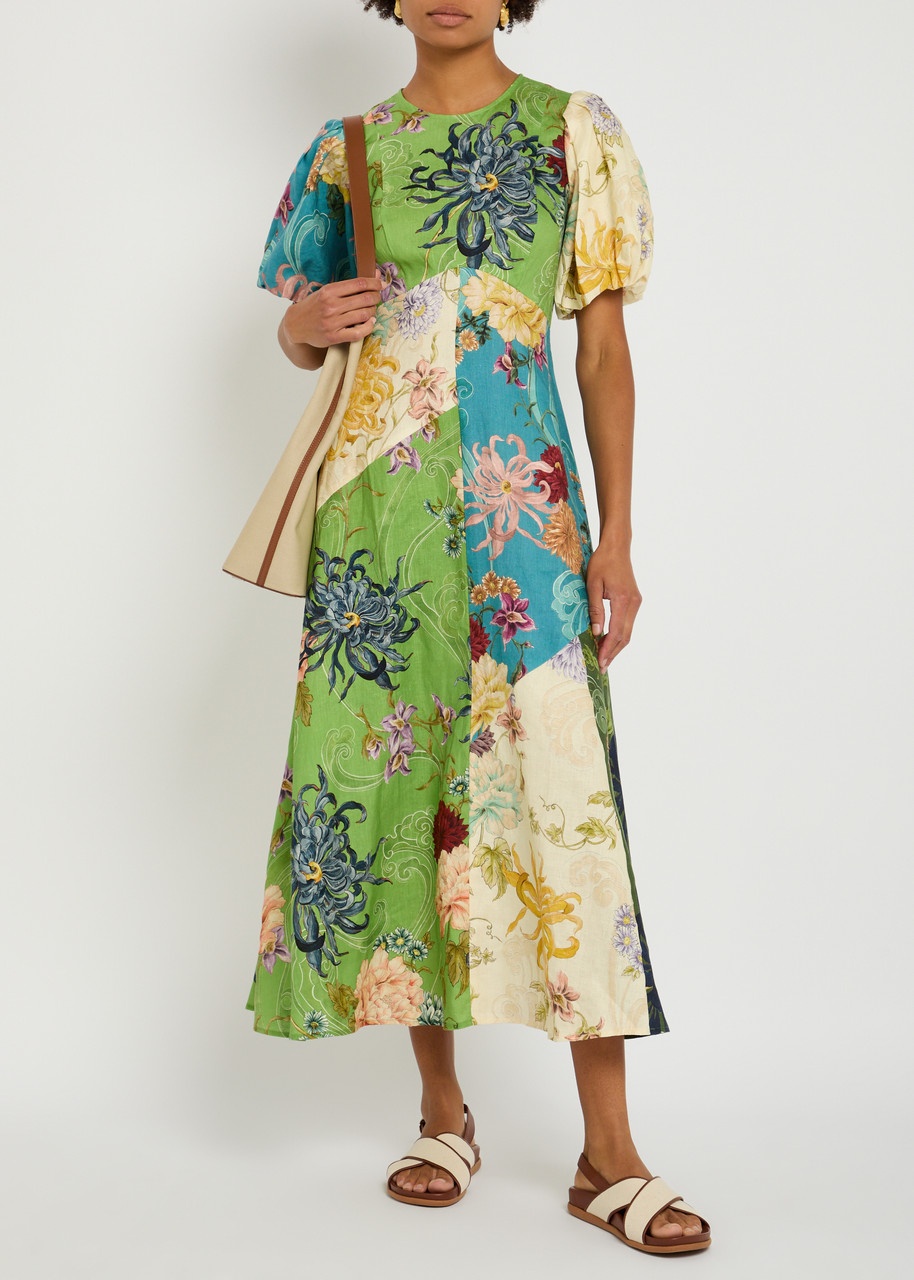 Alemais Avery Spliced Printed Flax Midi Dress - 4