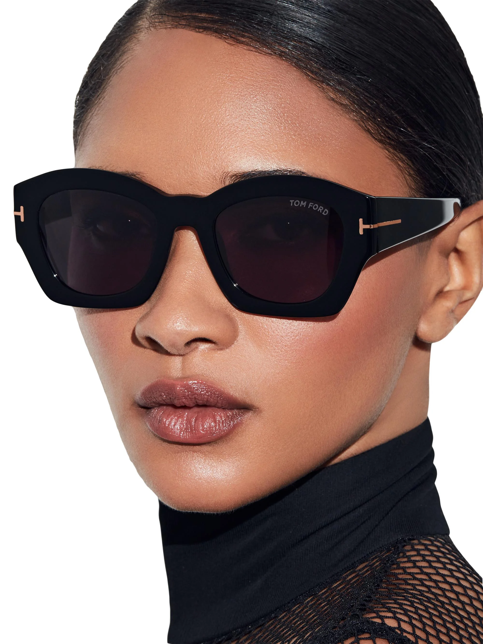 Women's Guilliana 52MM Geometric Sunglasses - Shiny Black Smoke - 1