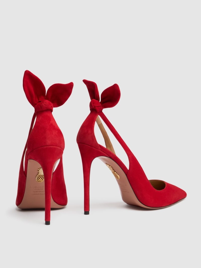 105mm Bow Tie suede pumps - 4