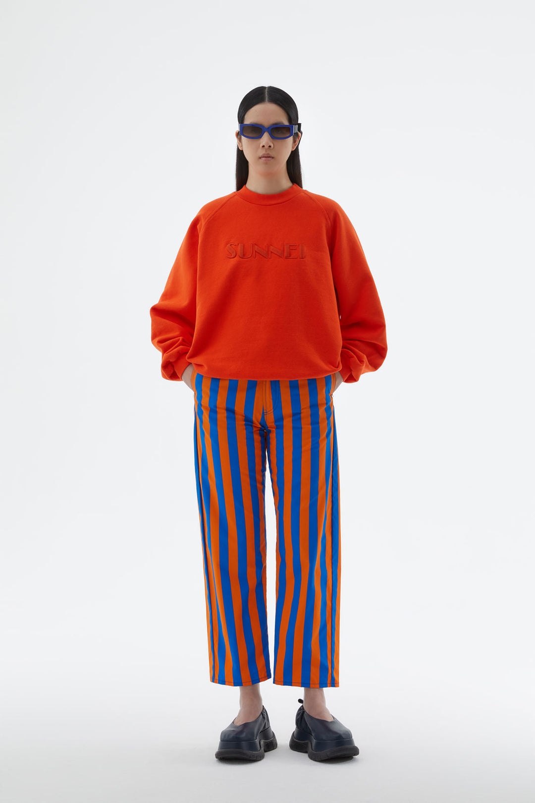 ORANGE SWEATSHIRT WITH EMBROIDERED LOGO - 6