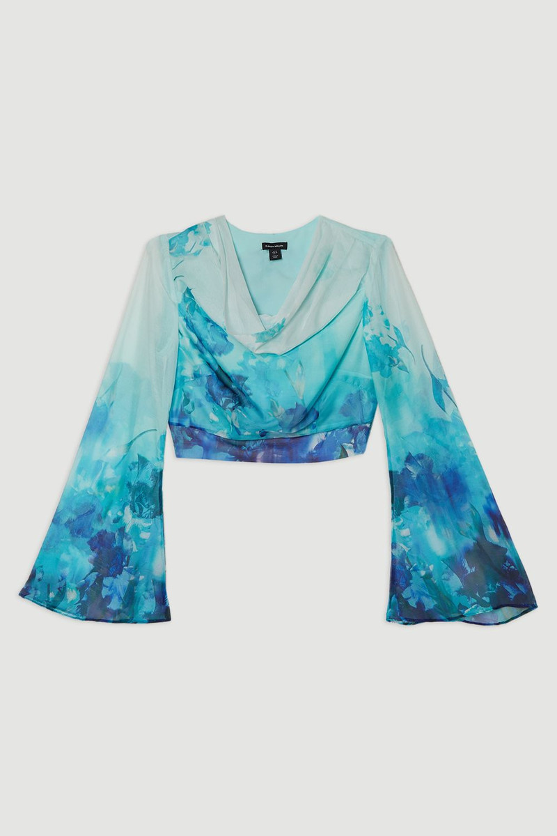 Ombre Floral Cowl Front Woven Top 4