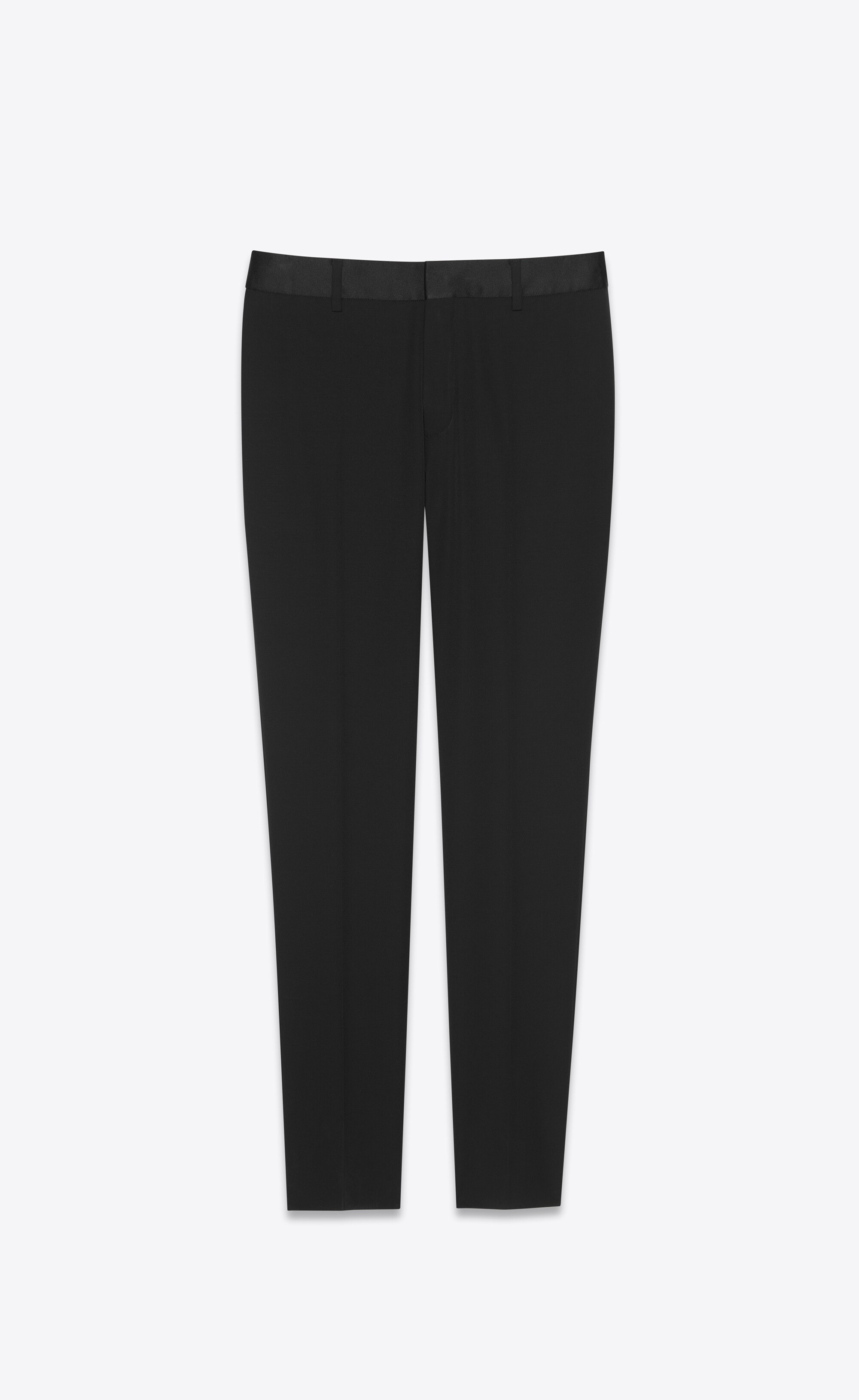 straight-leg tuxedo pants in grain de poudre - 1