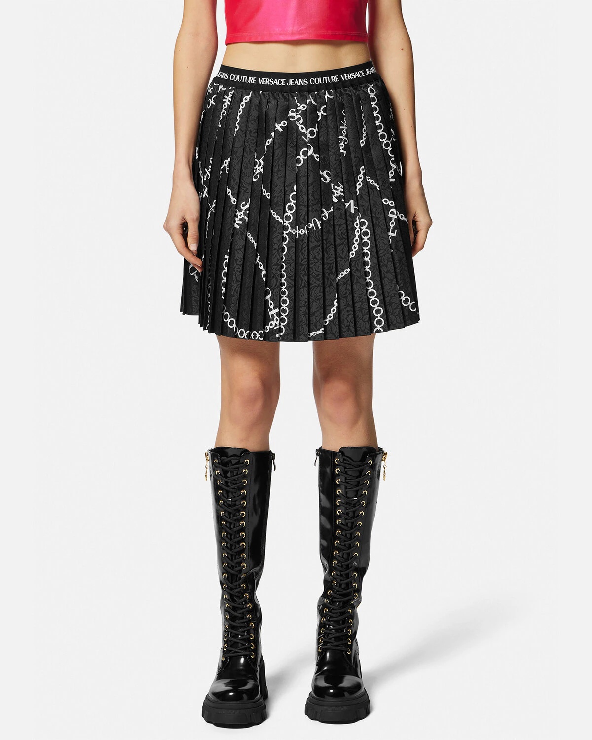 Necklace Pleated Mini Skirt - 3