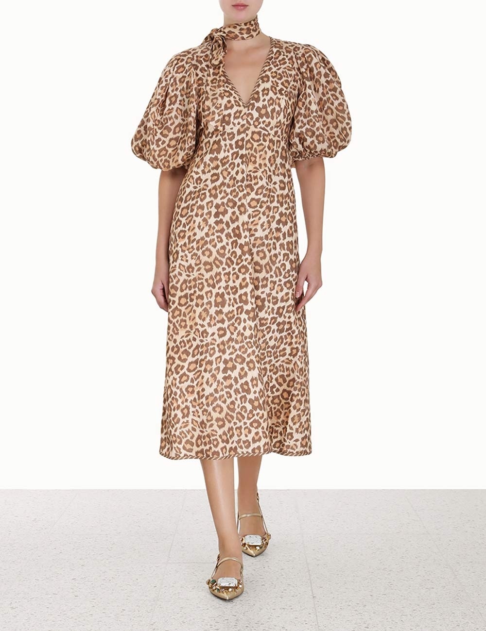 TIE NECK MIDI DRESS - 2