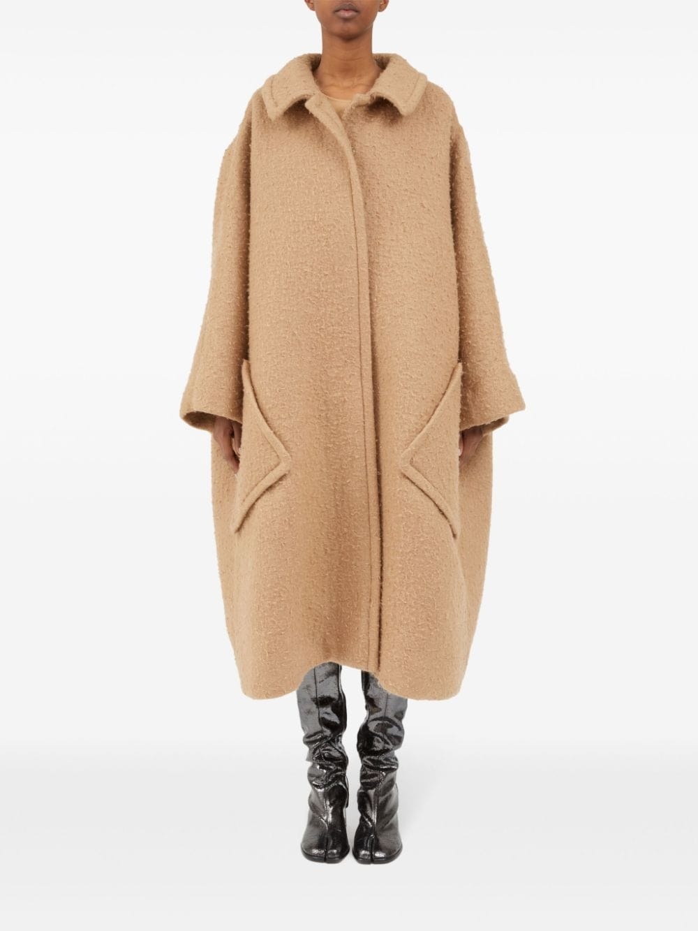 oversized effect bouclé mohair coat - 2