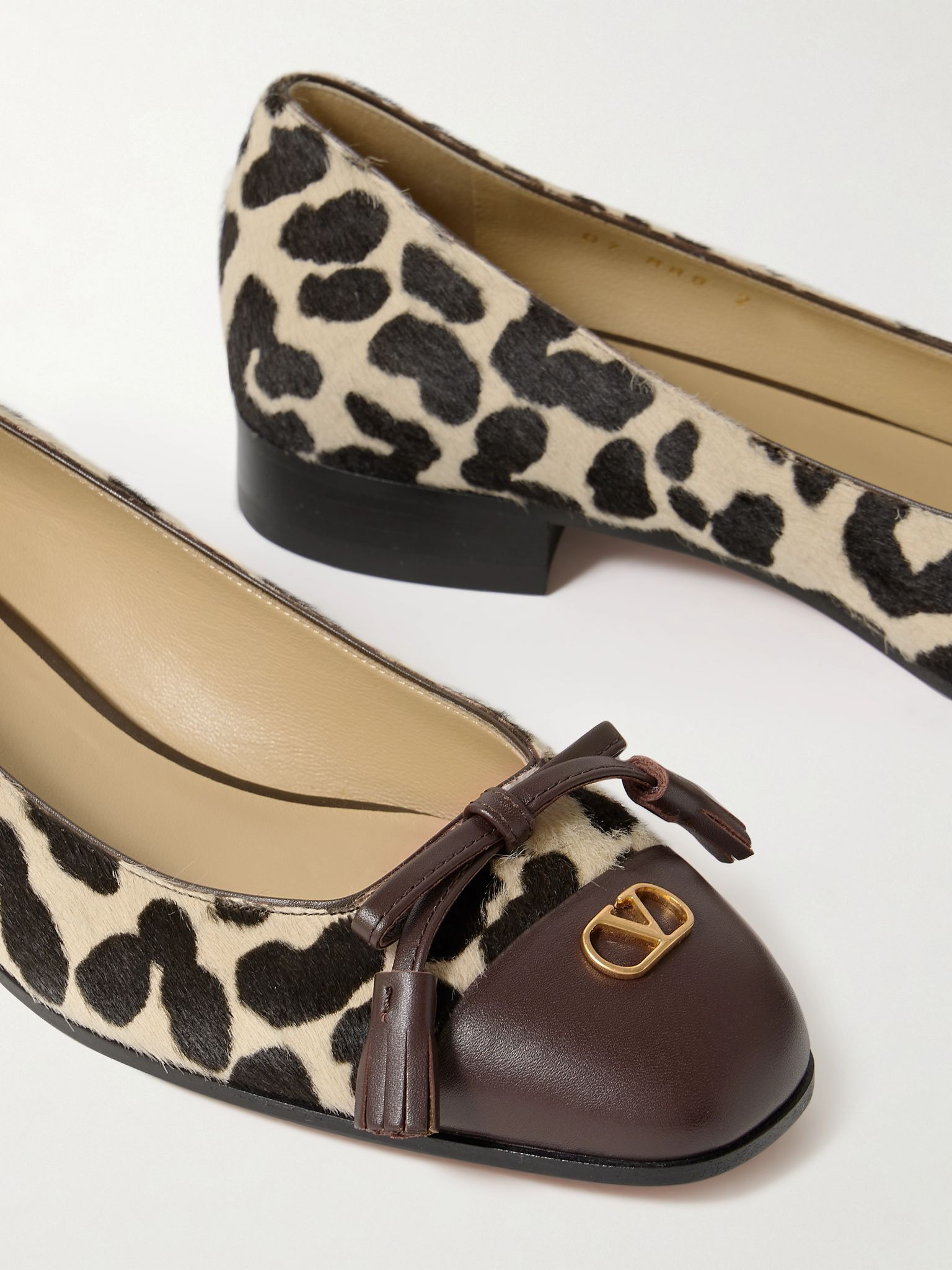 Ballerina leather-trimmed leopard-print calf hair flats Leopard print - 4