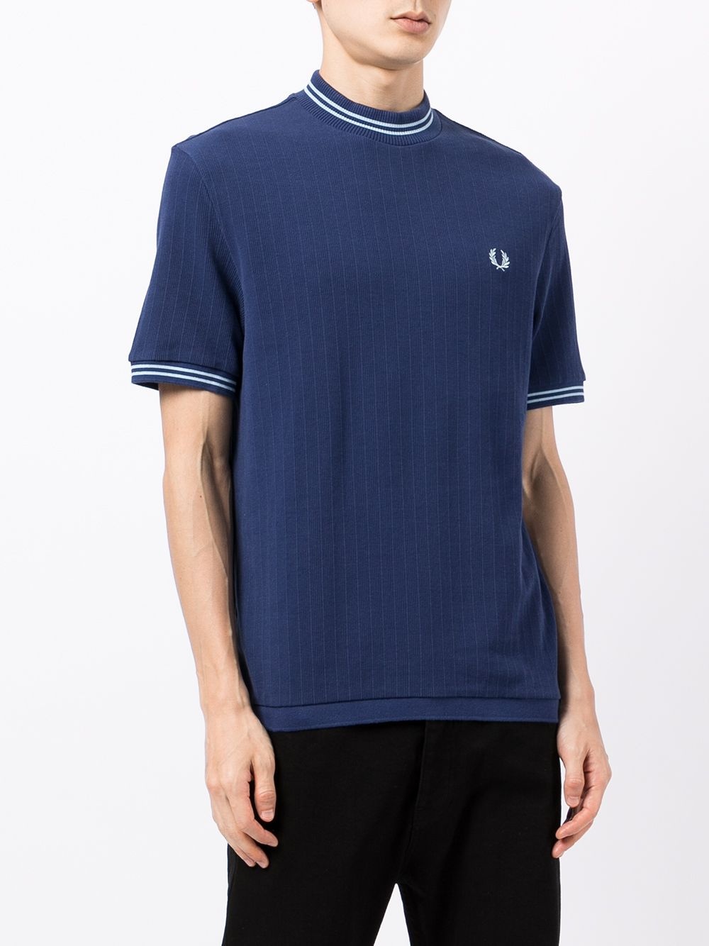 embroidered-logo ribbed T-shirt - 3