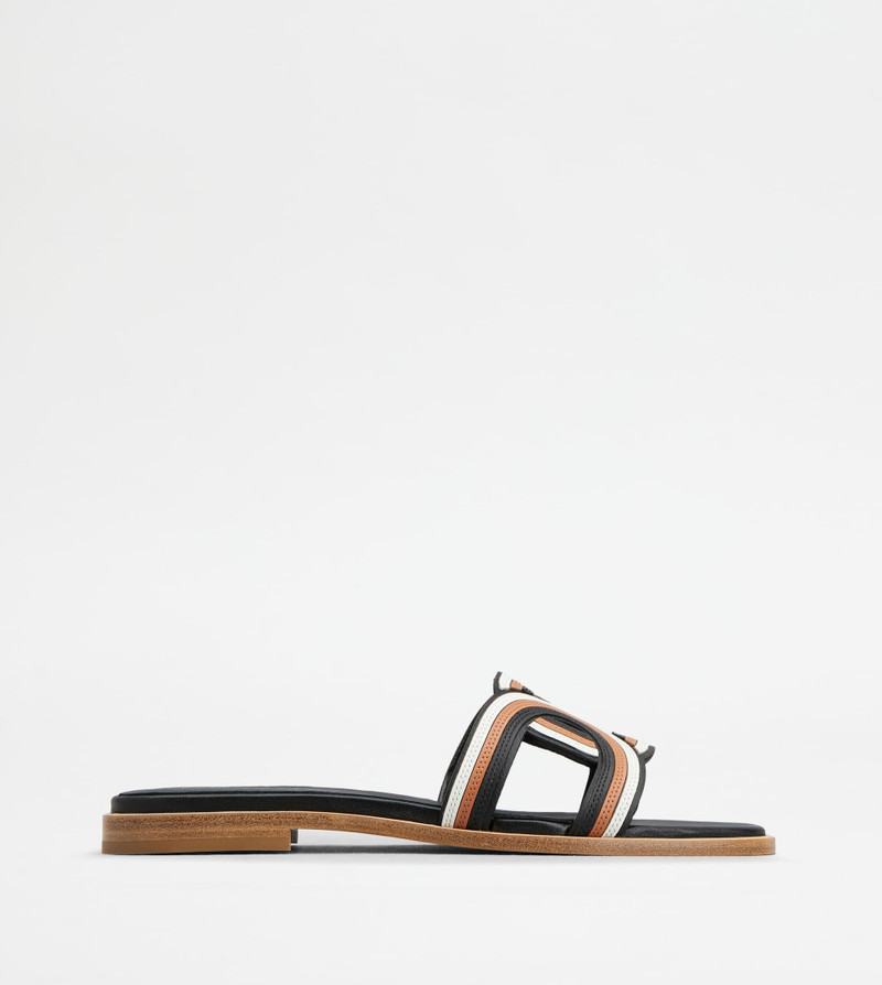 KATE SANDALS IN LEATHER - ORANGE, WHITE, BLACK 1