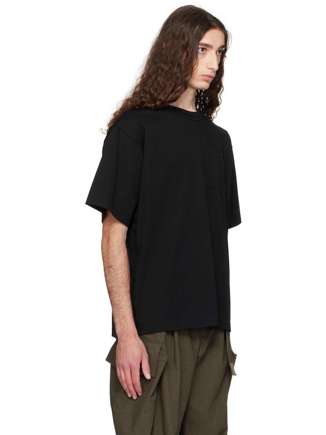 Black 'S' Cotton Jersey T-shirt - 2