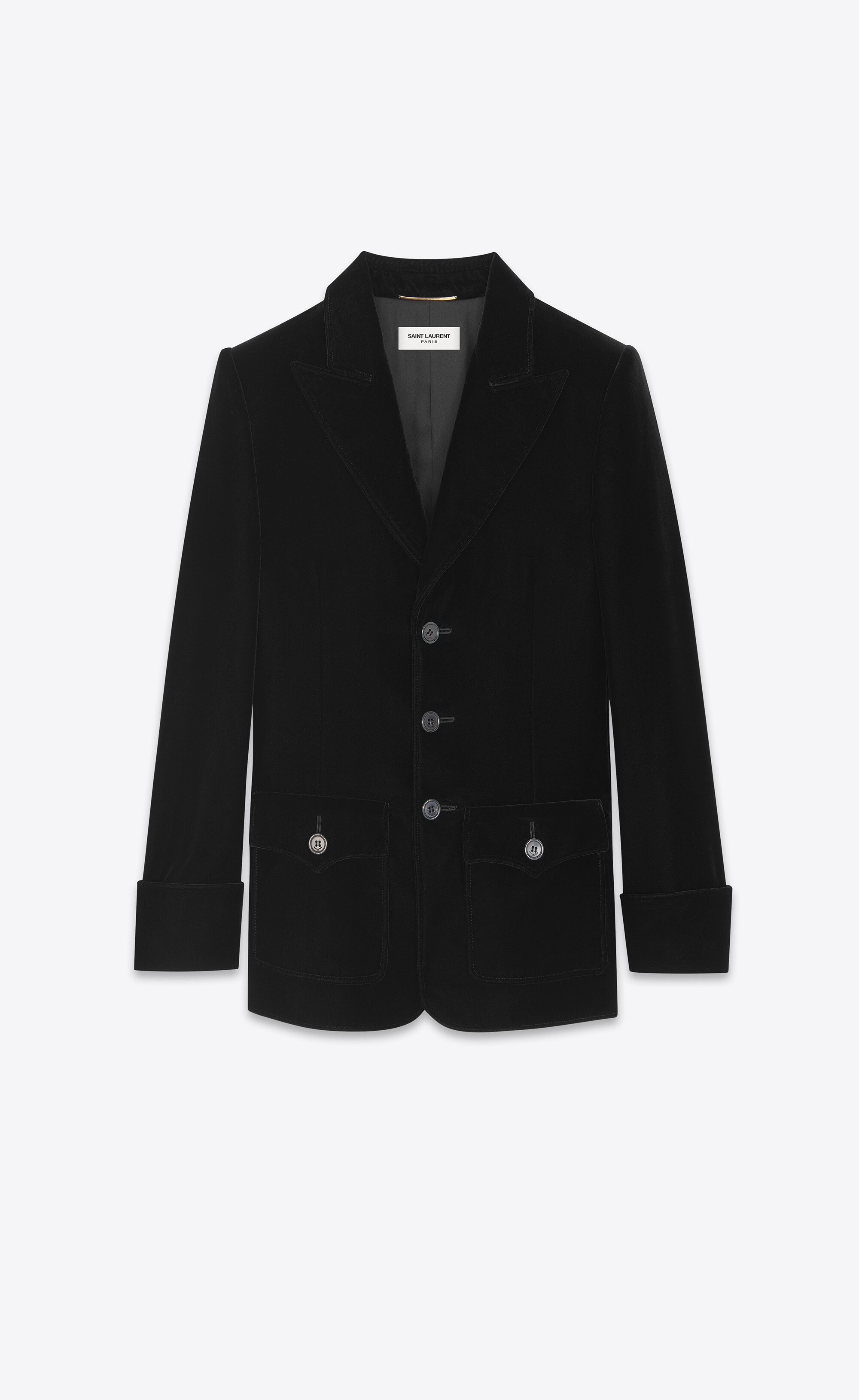 short single-breasted jacket in cupro velvet - 1