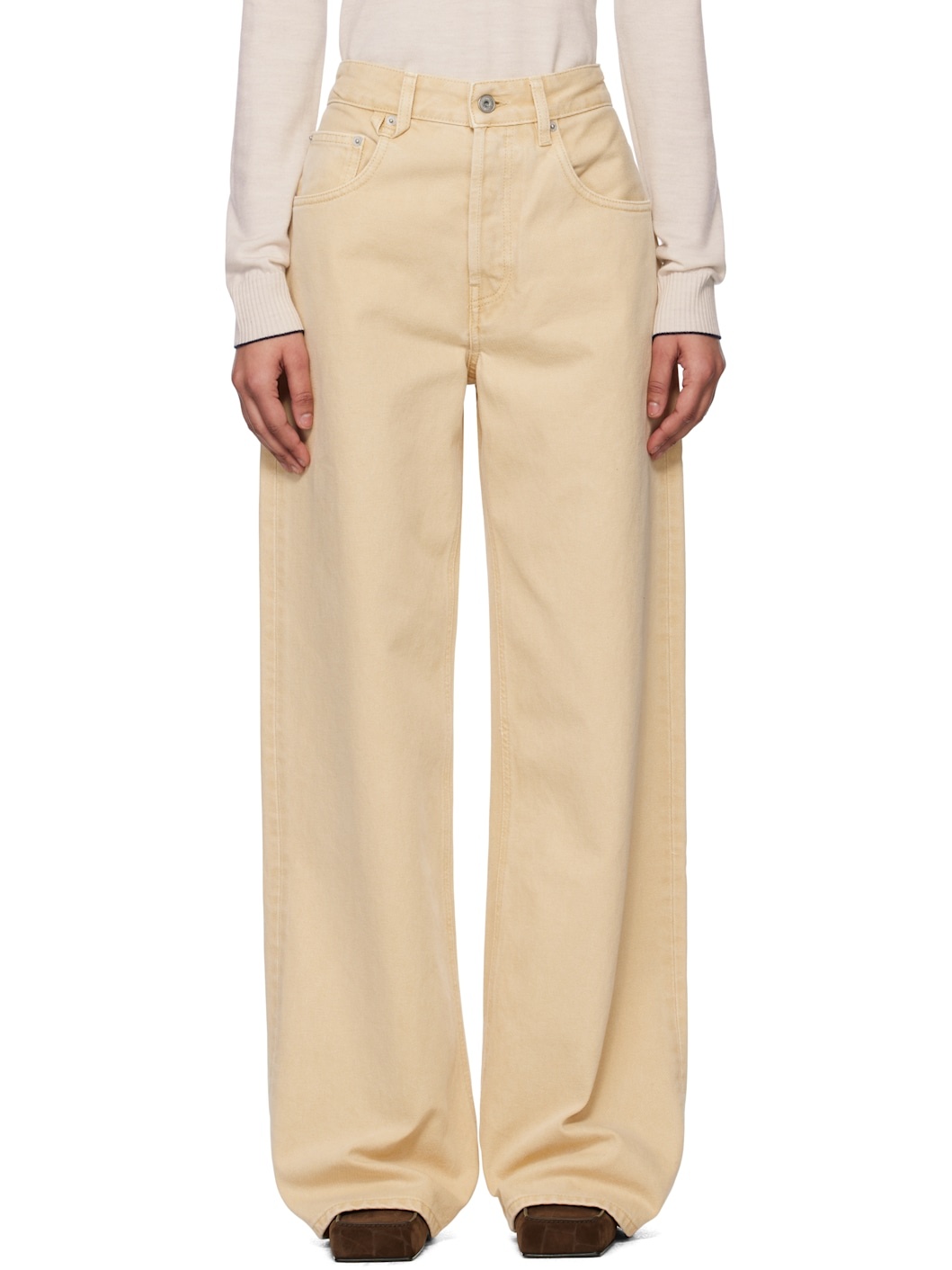 Beige La Croisière 'The wide de-Nîmes' Jeans - 1