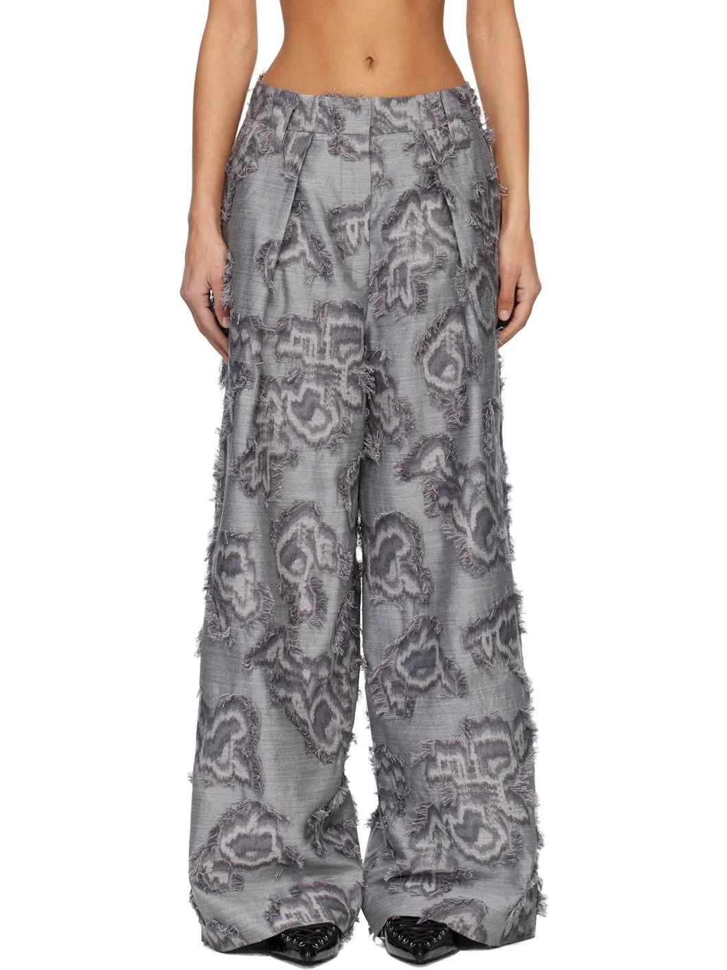 Blue Fil Coupe Big Pleat Trousers - 1