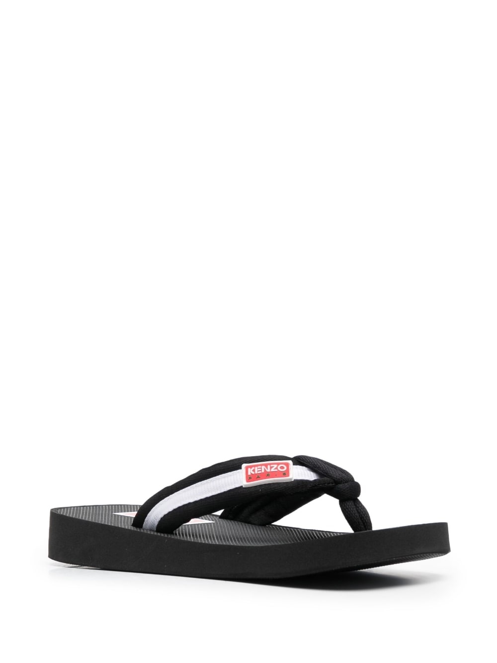 logo-patch striped flip flops - 2