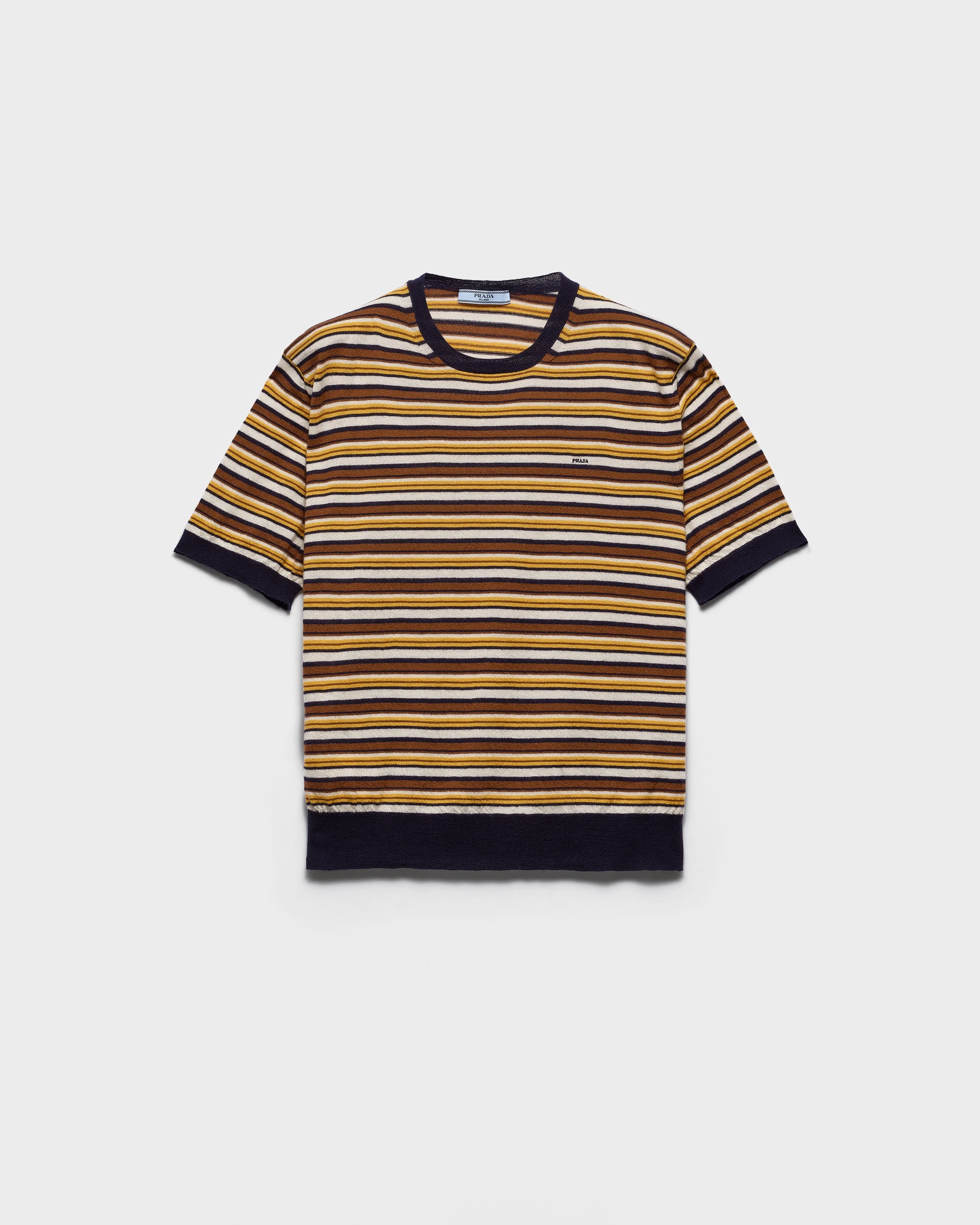 Short-sleeved striped cashmere sweater - 1
