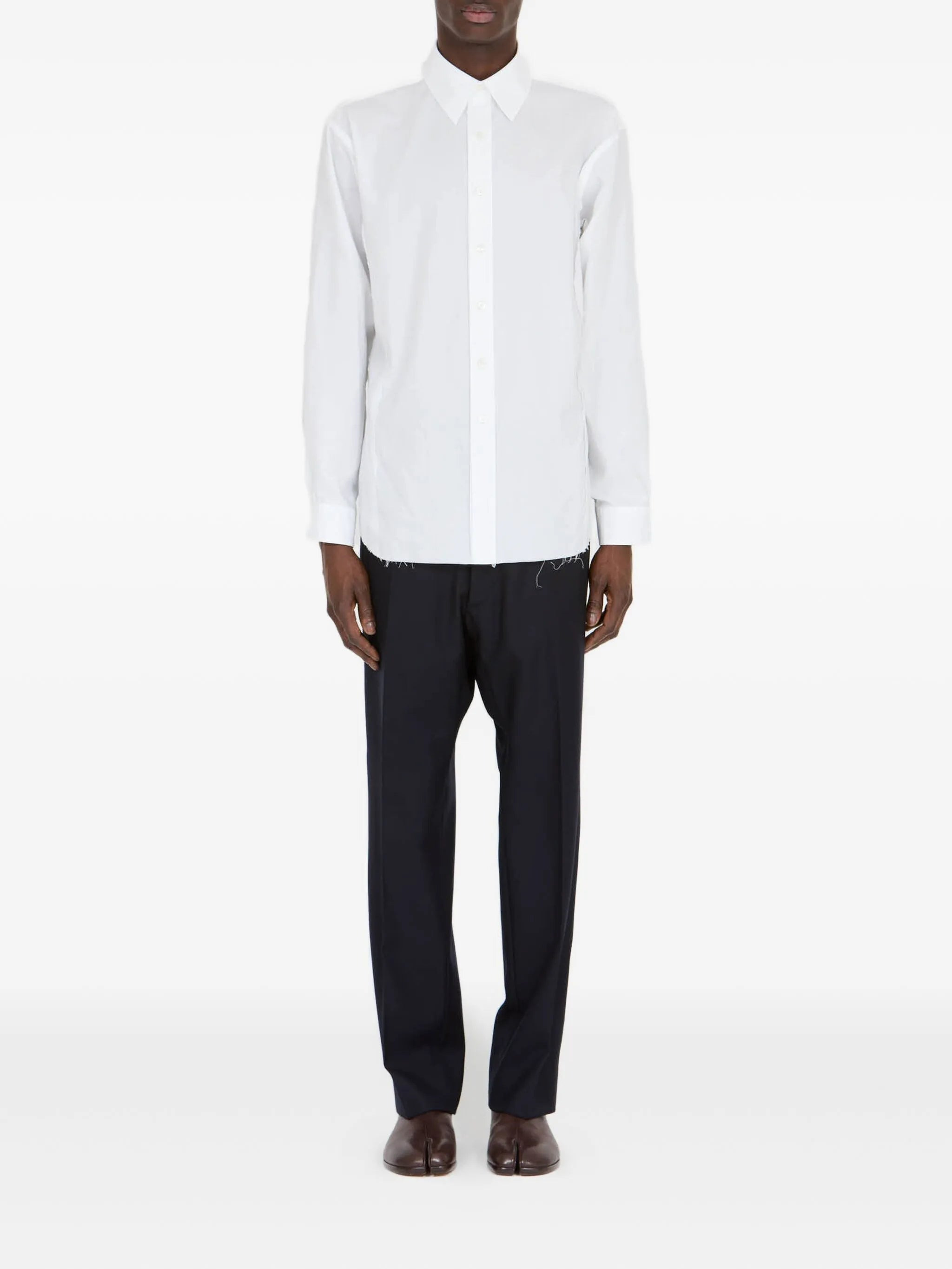 Maison Margiela Long-sleeved Frayed-hem Shirt - 3