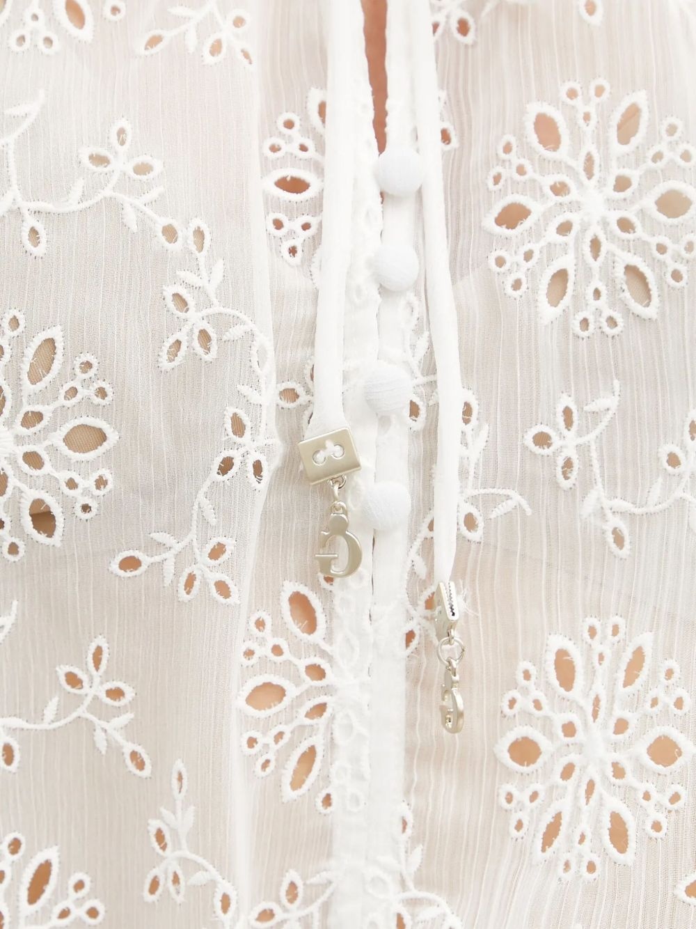 embroidered tie-neck blouse - 5