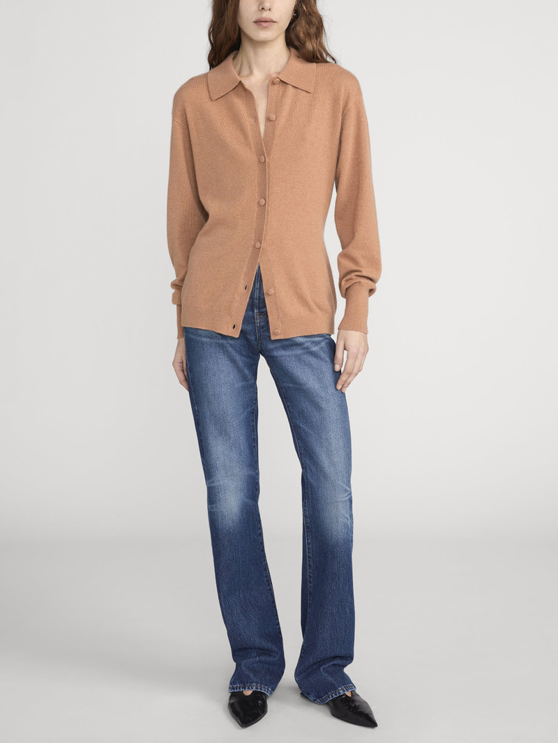 FRAME The Cashmere Collared Cardi - Light Camel outlook