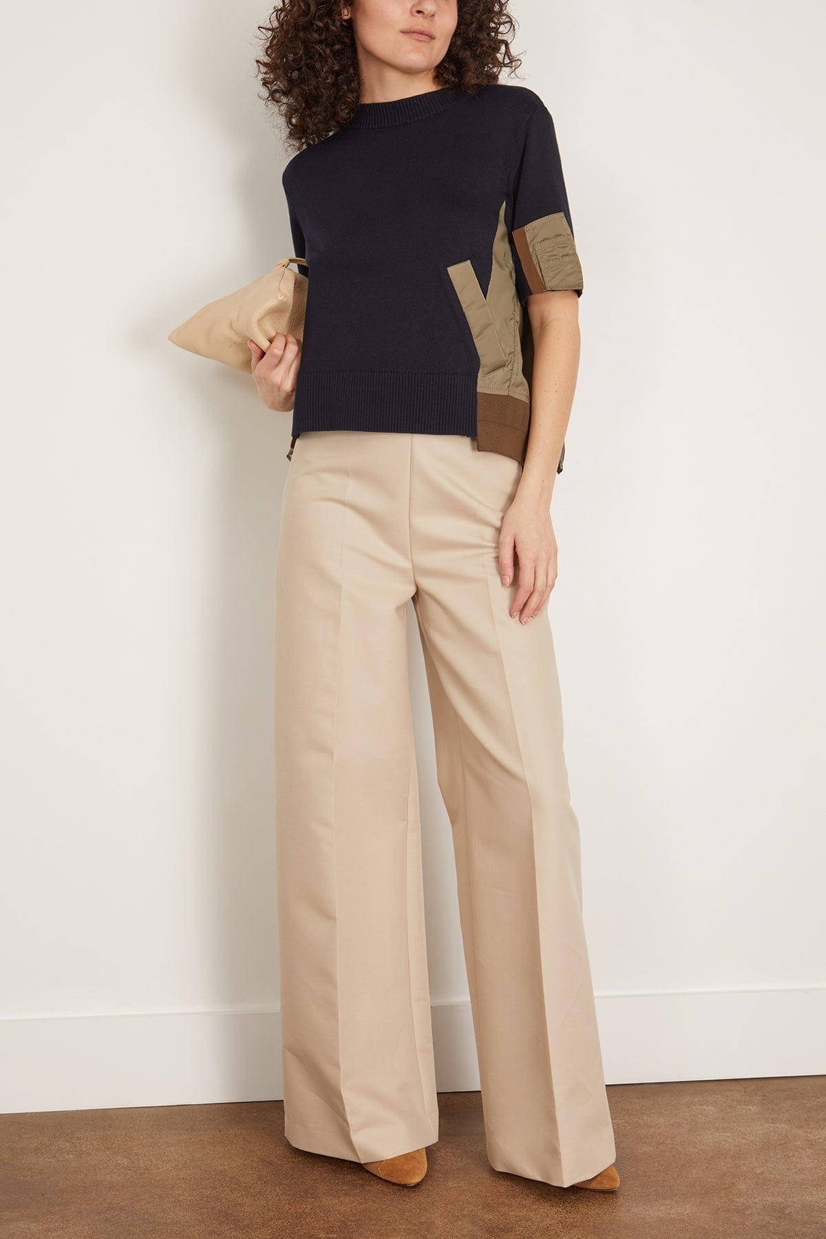 トップス Sacai Nylon Twill Knit Pullover sacai Nylon Twill and Knit Pullover in Navy/Taupe | REVERSIBLE