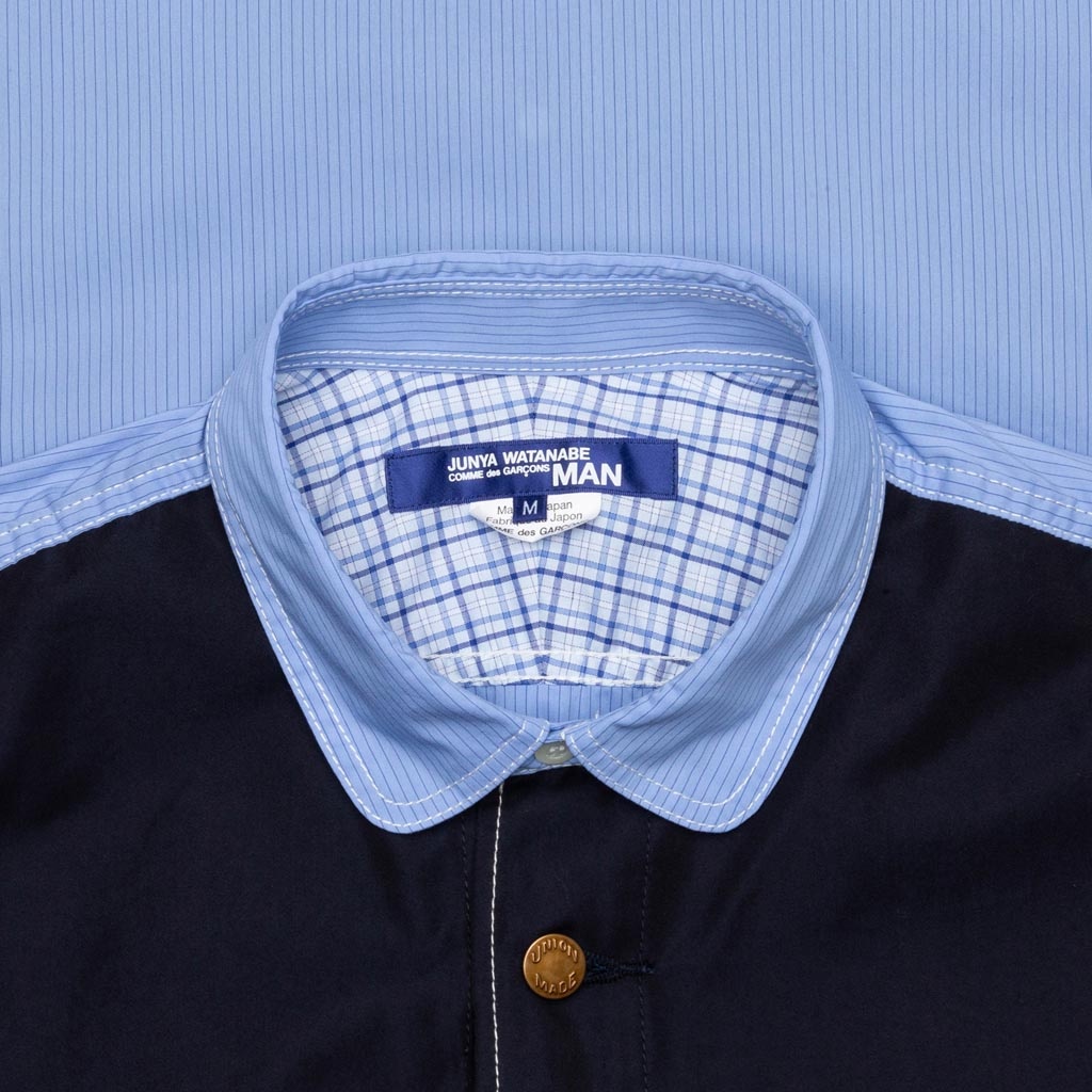 JUNYA WATANABE MAN MIXED FABRIC SHIRT - BLUE/NAVY - 3