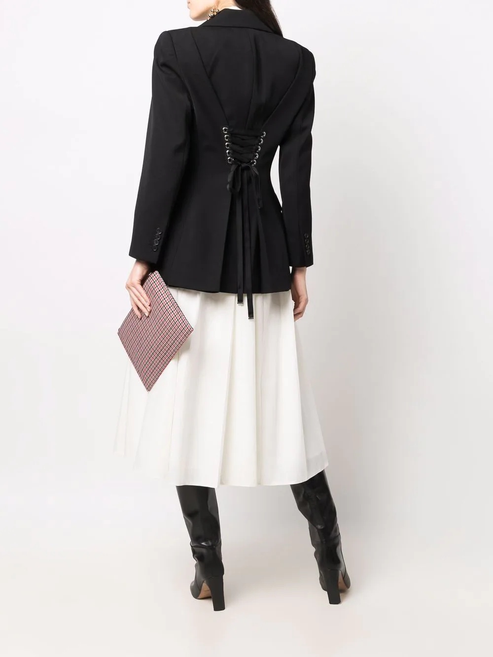 rear-tie single-breasted blazer - 2