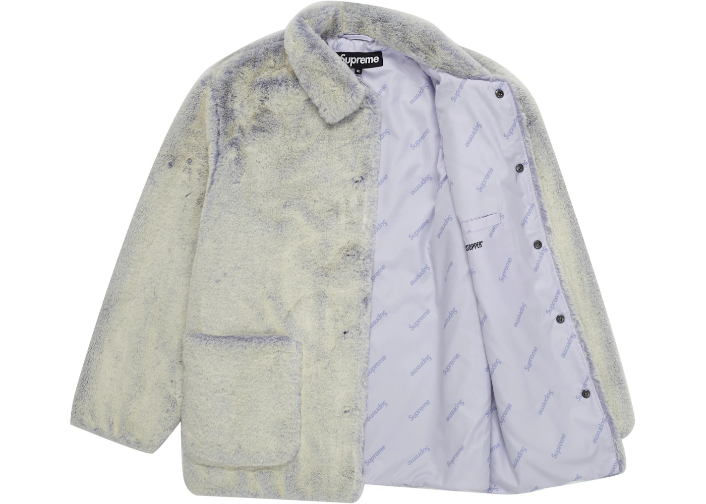 Supreme 2-Tone Faux Fur Shop Coat Lilac - 2