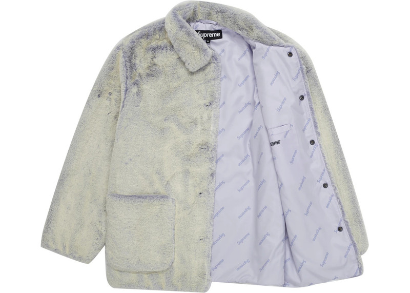 Supreme Supreme 2-Tone Faux Fur Shop Coat Lilac outlook