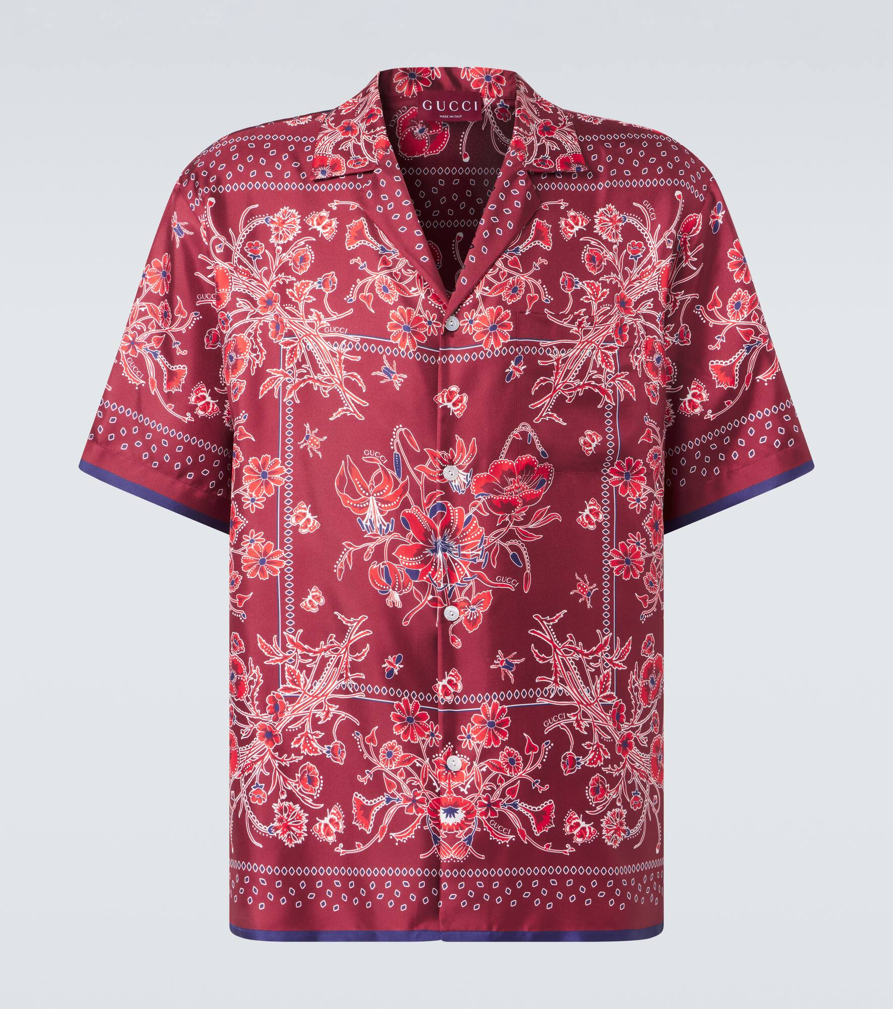 Printed silk bowling shirt - 1