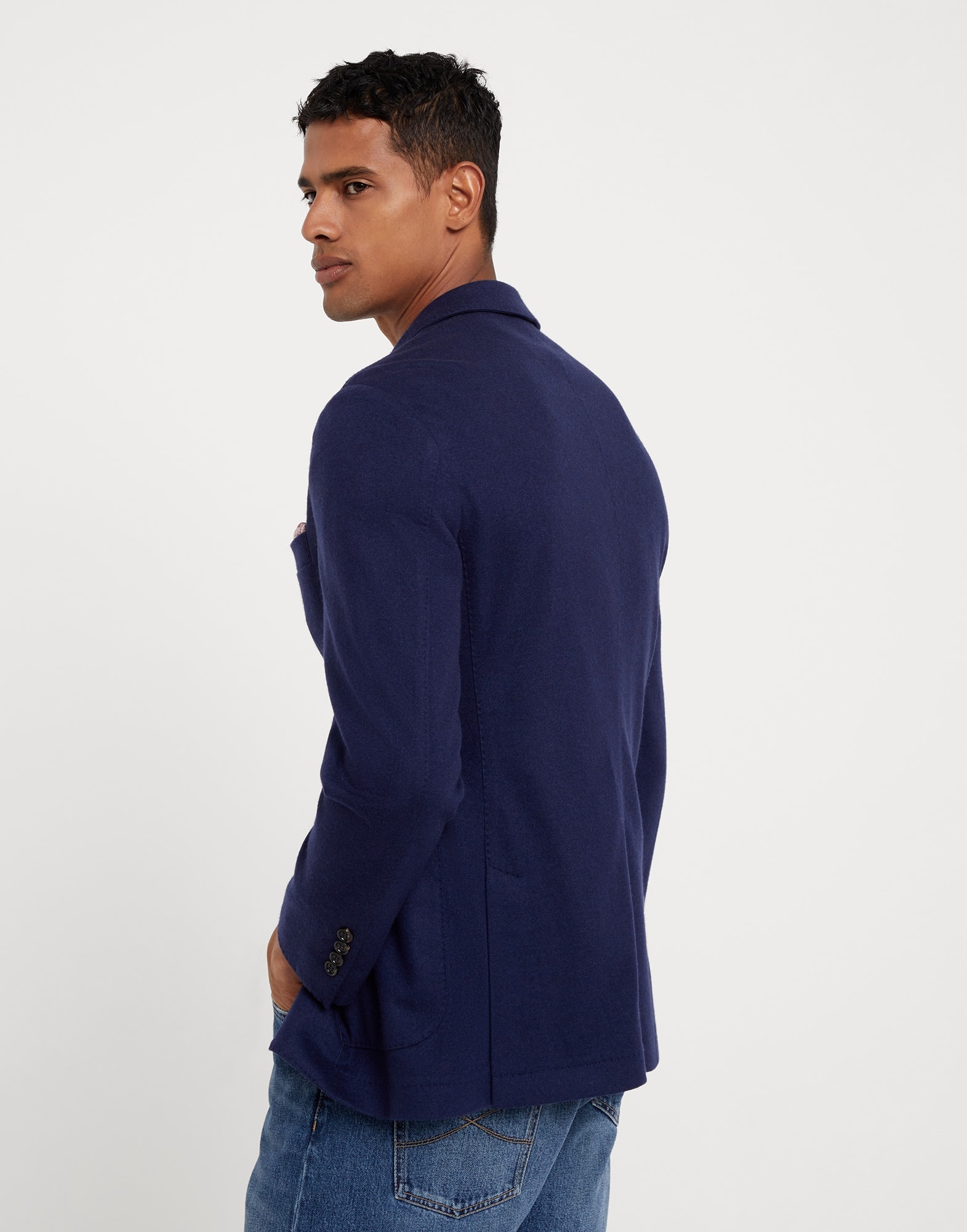 Cashmere jersey blazer with patch pockets - 2