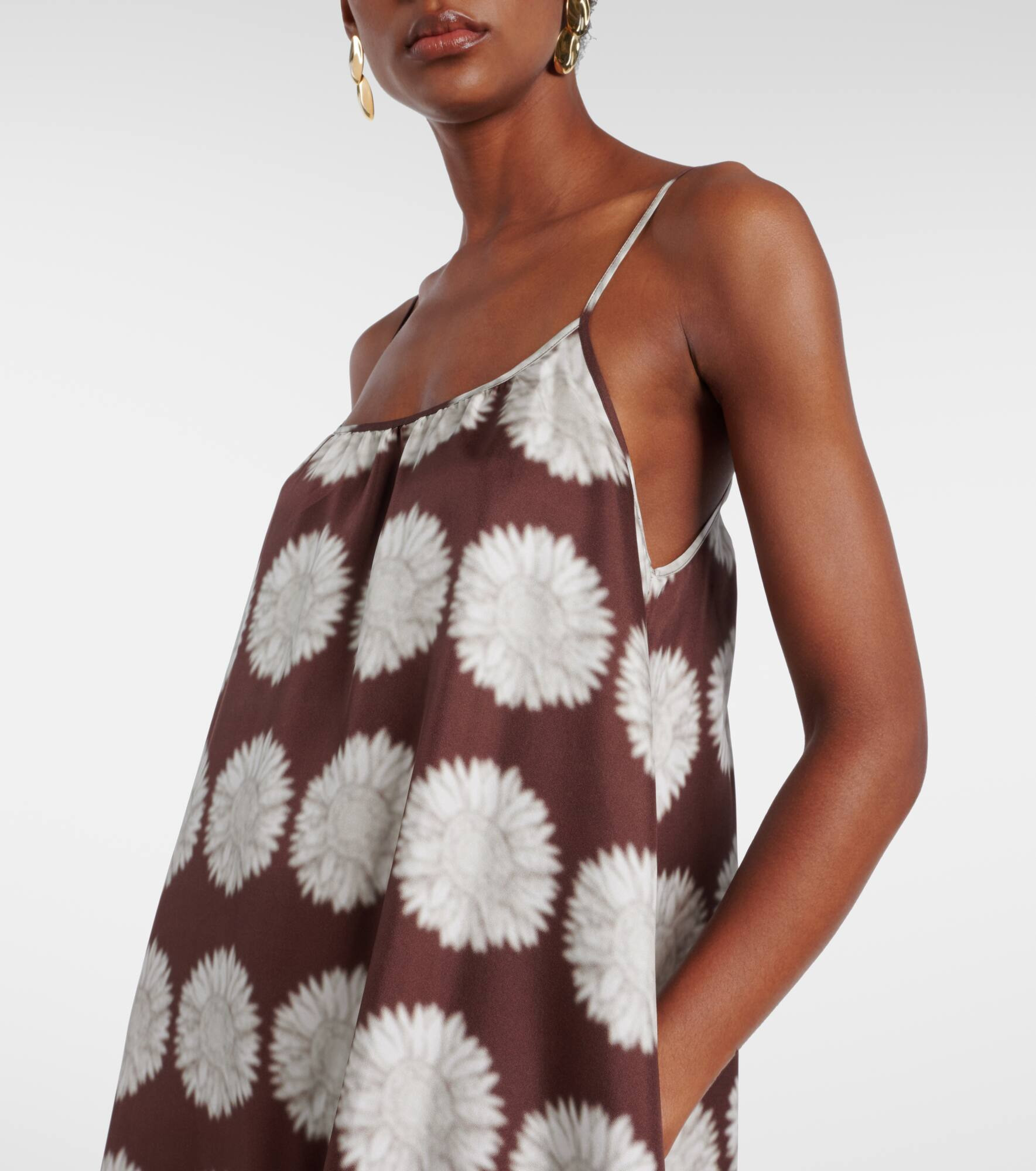 Napoli floral silk twill maxi dress - 4
