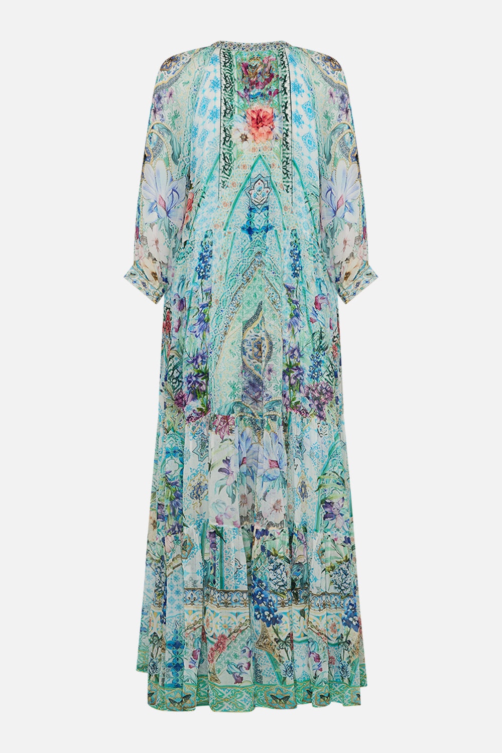 LONG GATHERED PANEL DRESS - 7