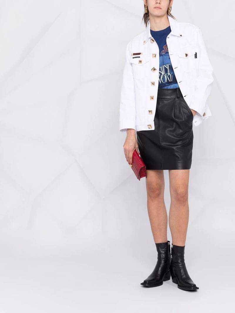 PHILIPP PLEIN logo-patch denim jacket outlook