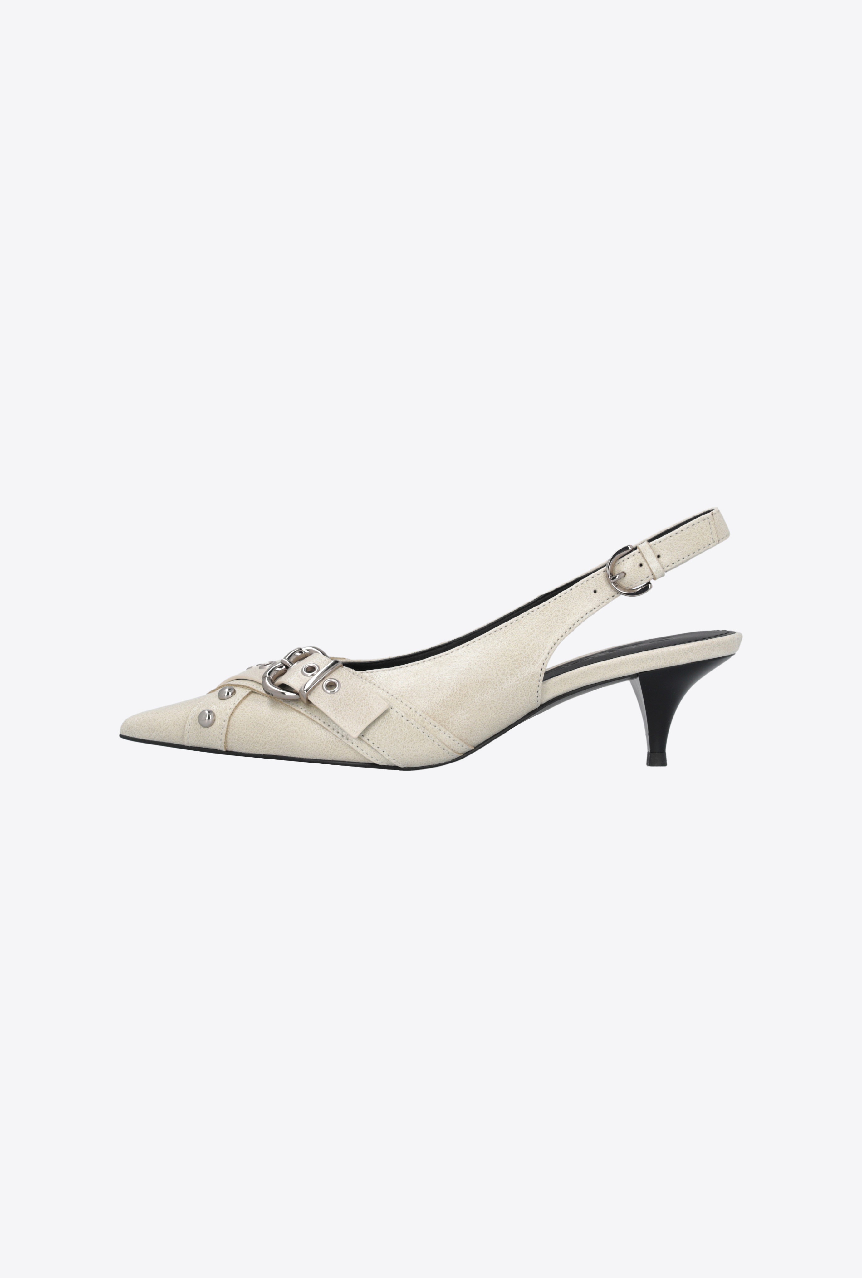 HEELED LEATHER SLINGBACKS WITH BUCKLE - 5