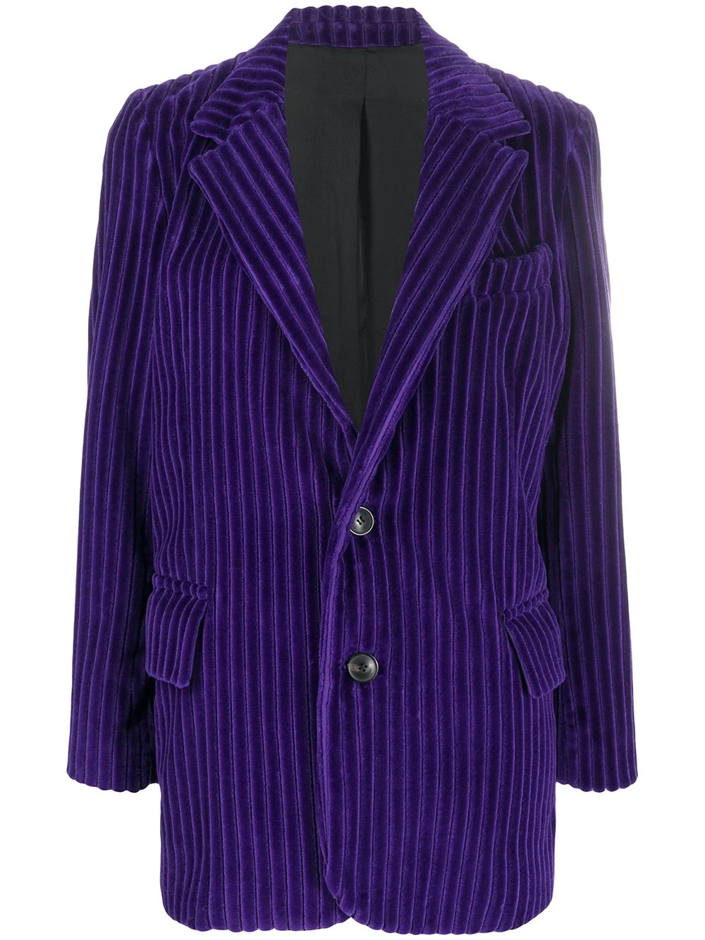 velvet finish ribbed blazer - 1