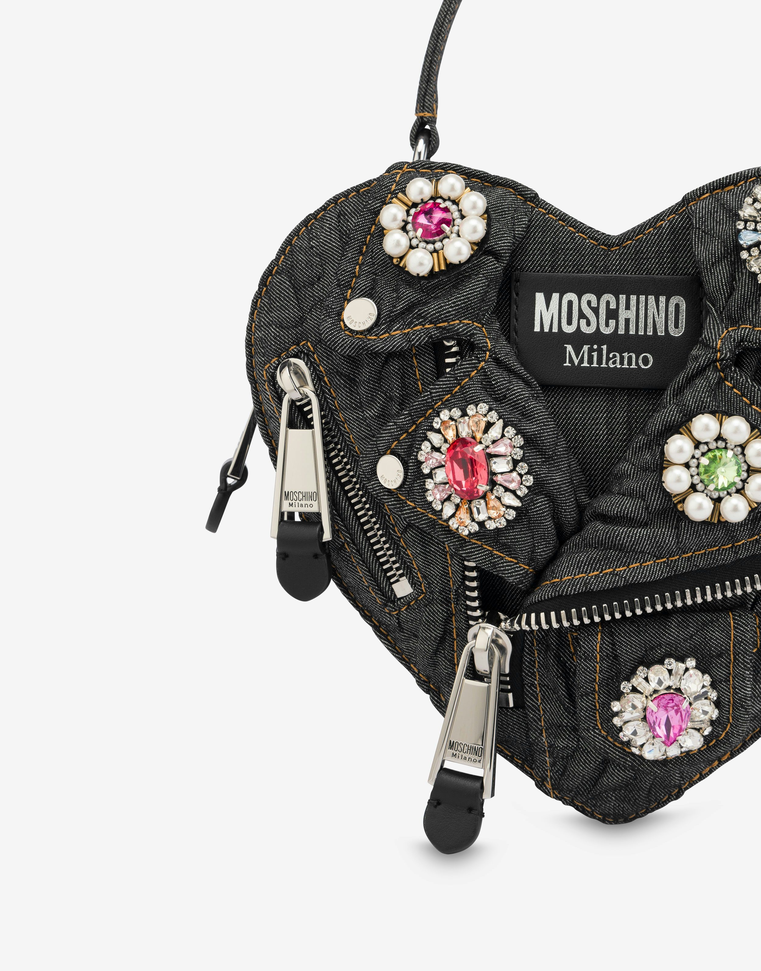 JEWELS MOSCHINO HEART DENIM BIKER BAG - 4