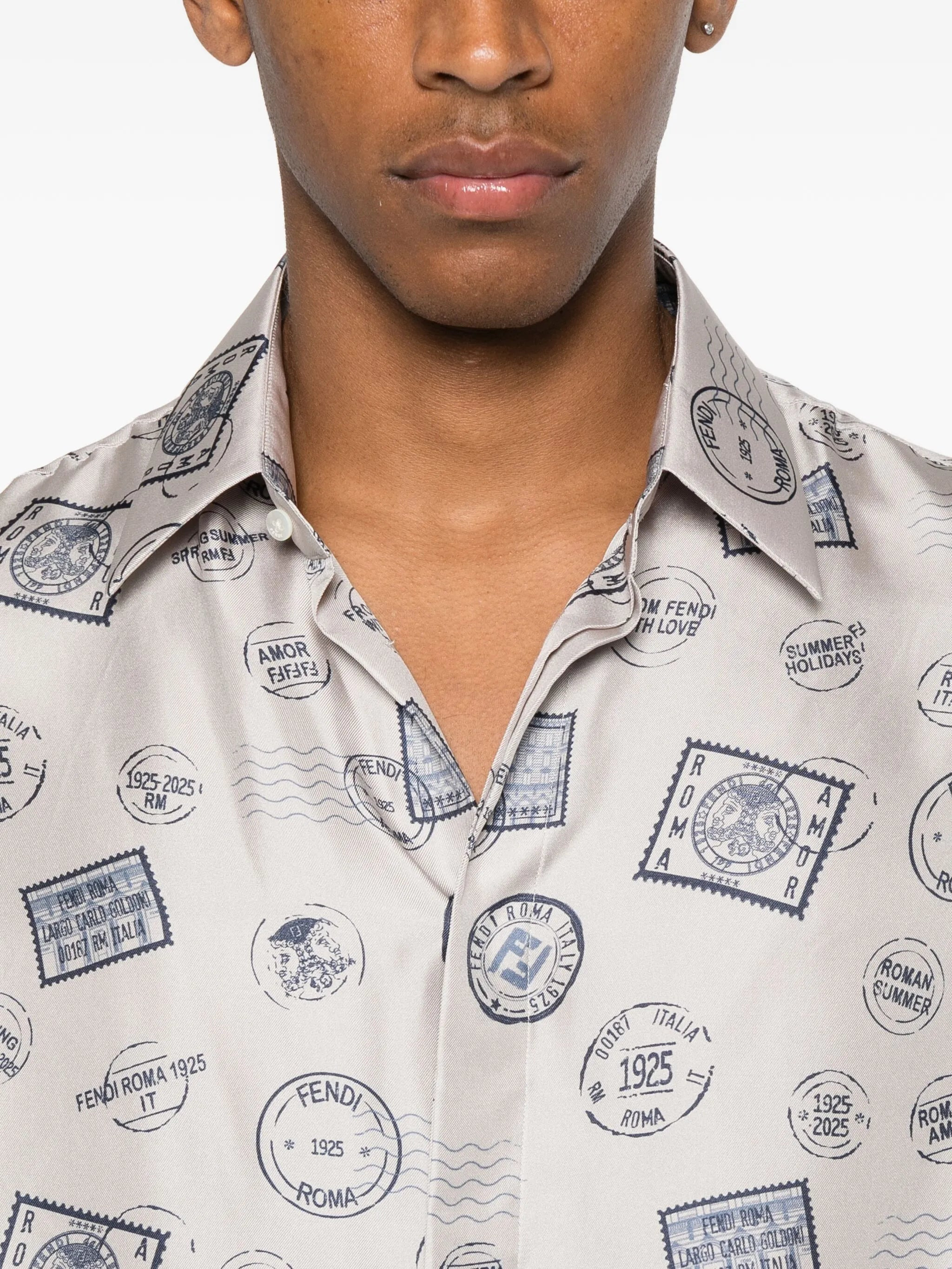 Fendi Postage Stamp-print Silk Shirt - 4