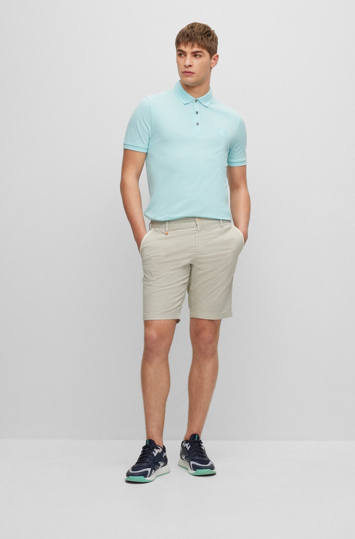 SLIM-FIT SHORTS IN PRINTED STRETCH-COTTON TWILL - 3