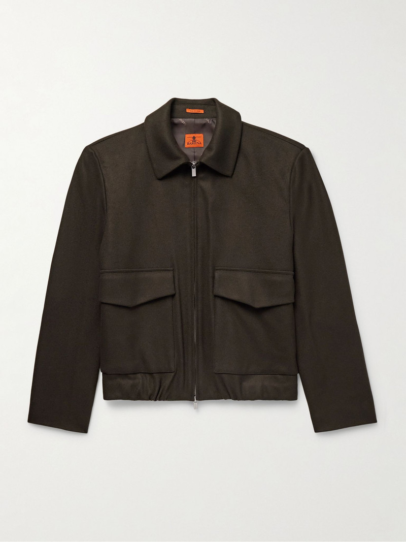 Slim-Fit Wool-Blend Felt Blouson Jacket Dark green - 1