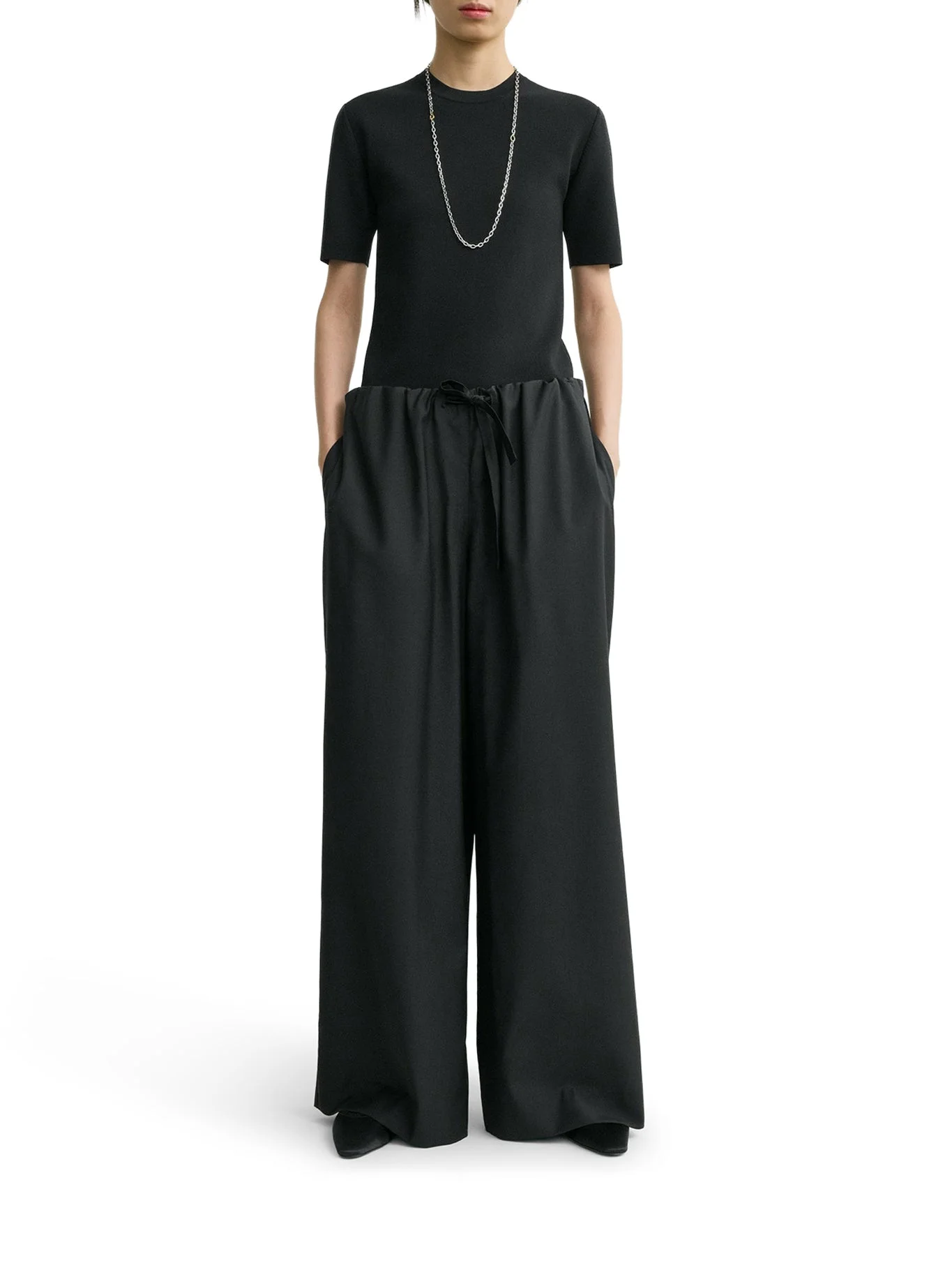 WOOL TROUSERS WITH DRAWSTRING - 1